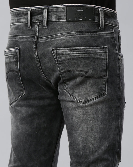 Distressed Dark Grey Denim