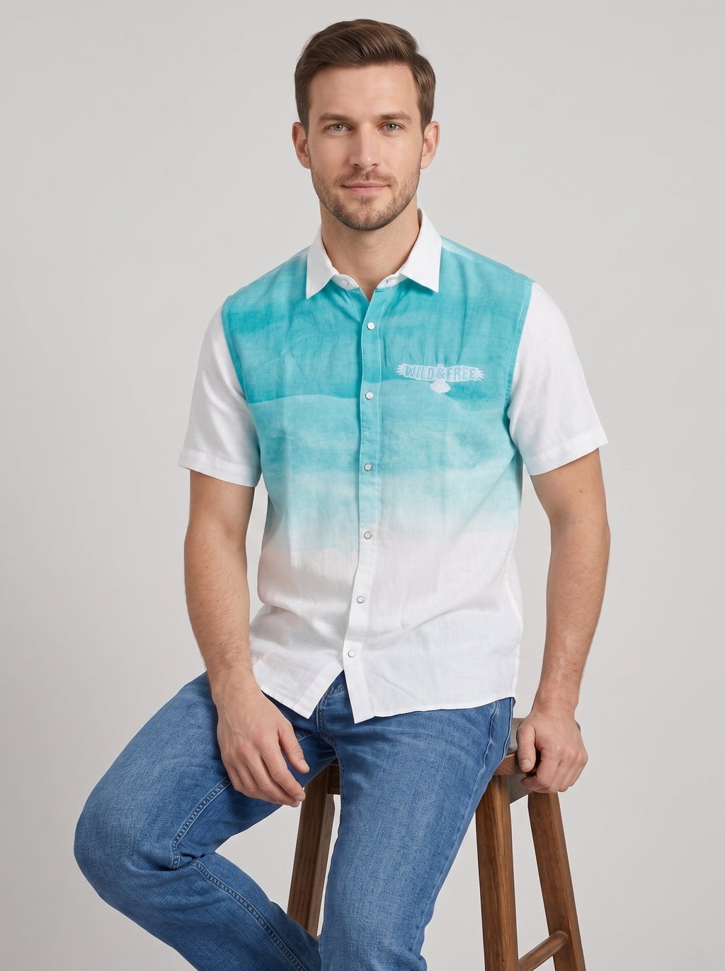 Turquoise Ombre Resort Shirt
