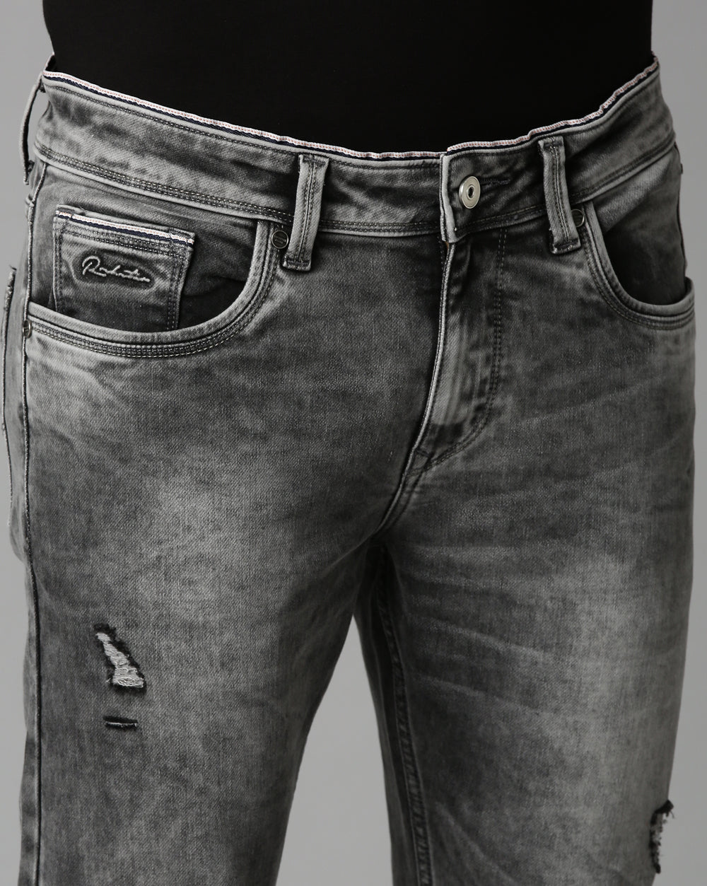 Distressed Grey Denim