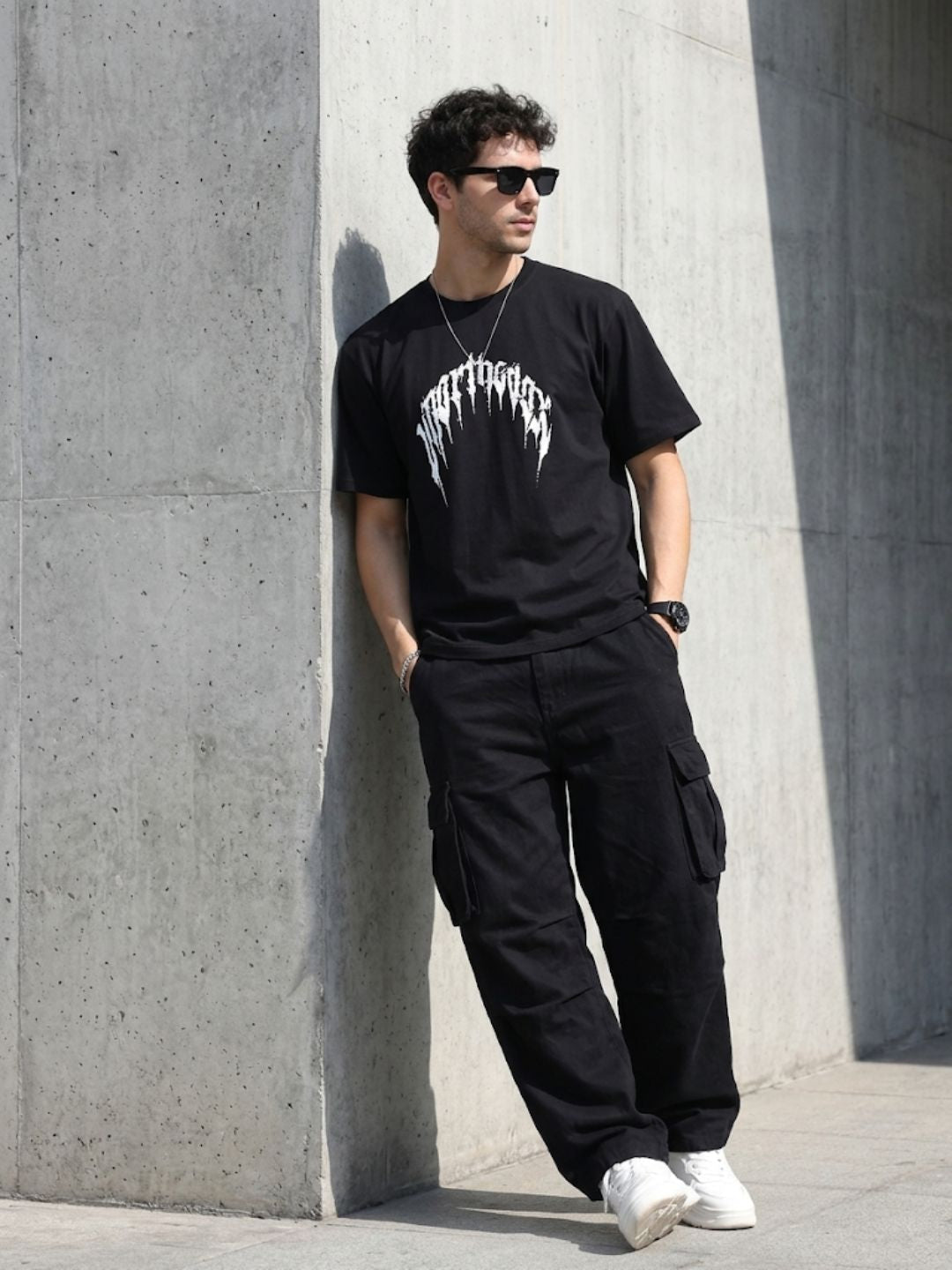 Black Oversized Bio Wash Terry