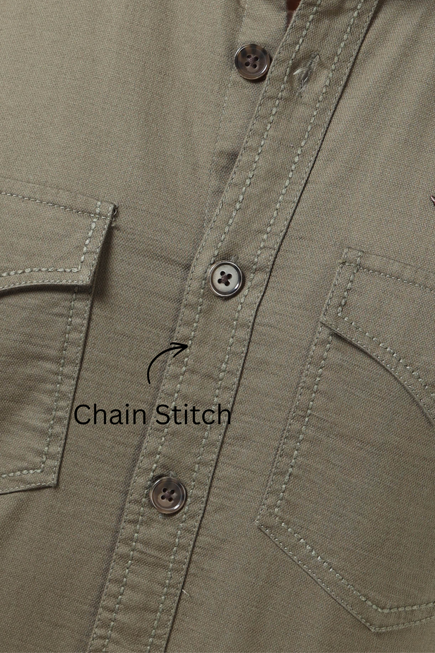 Men’s Olive Green Cotton Utility Casual Shirt with Dual Flap Pockets