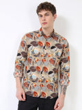 Brown Botanical Print Shirt