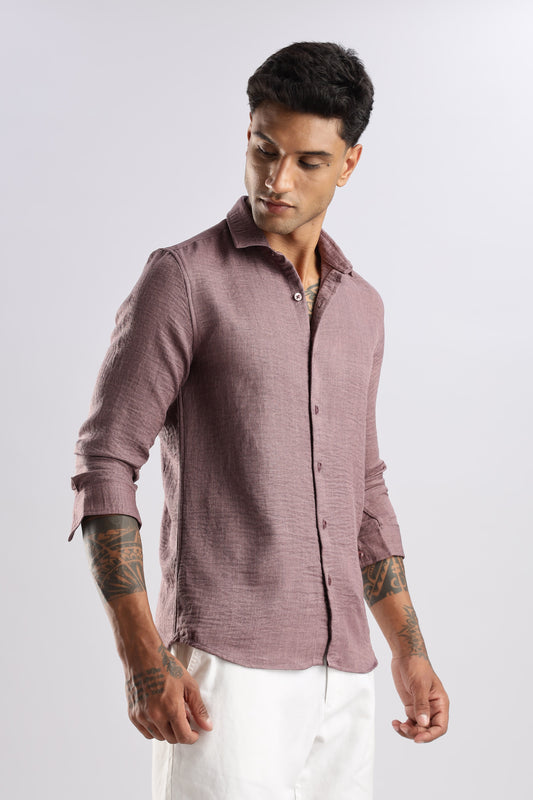 Men Linen Look Shirt-Pink