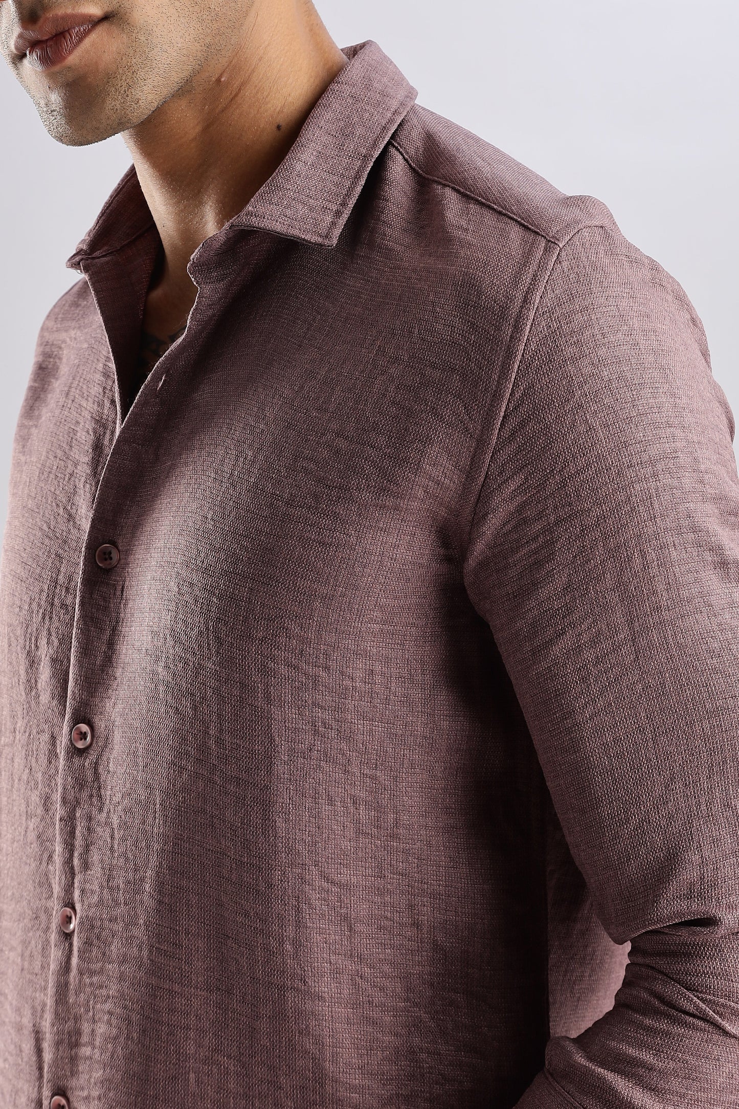 Men Linen Look Shirt-Pink