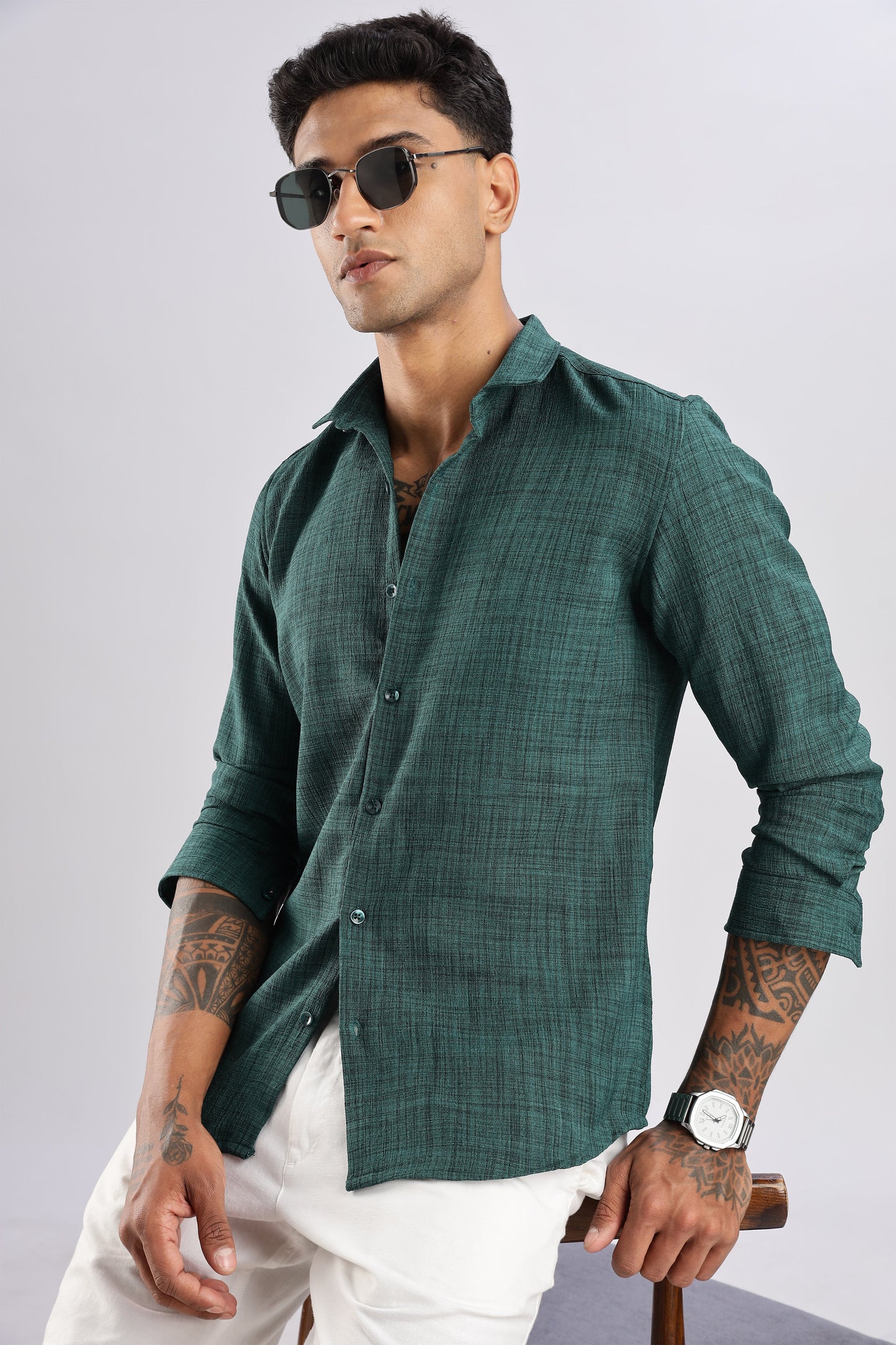 Men Air Like Linen Vintage Shirt-Olive
