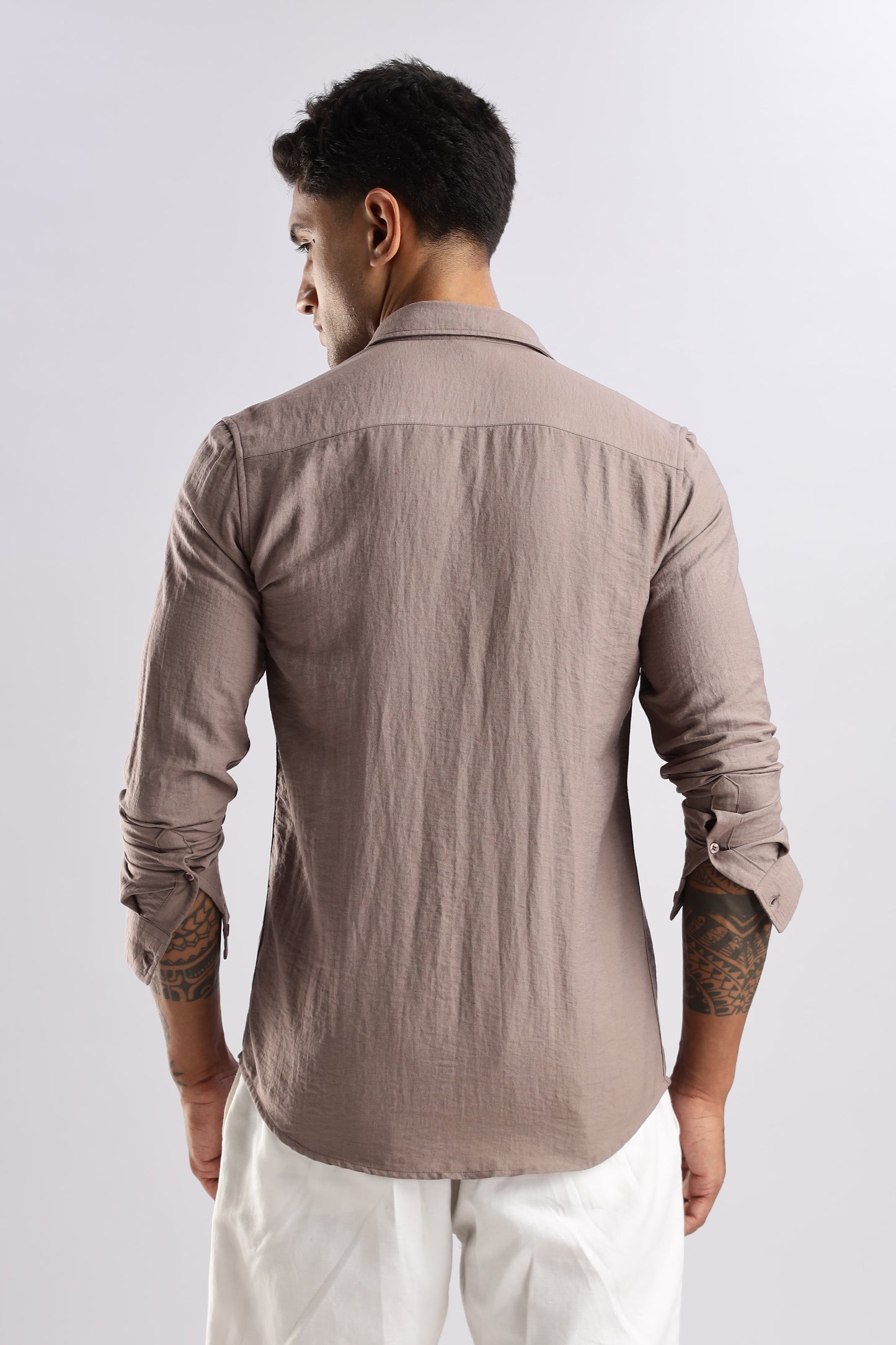 Men Lucas Look Linen Shirt-Lavender