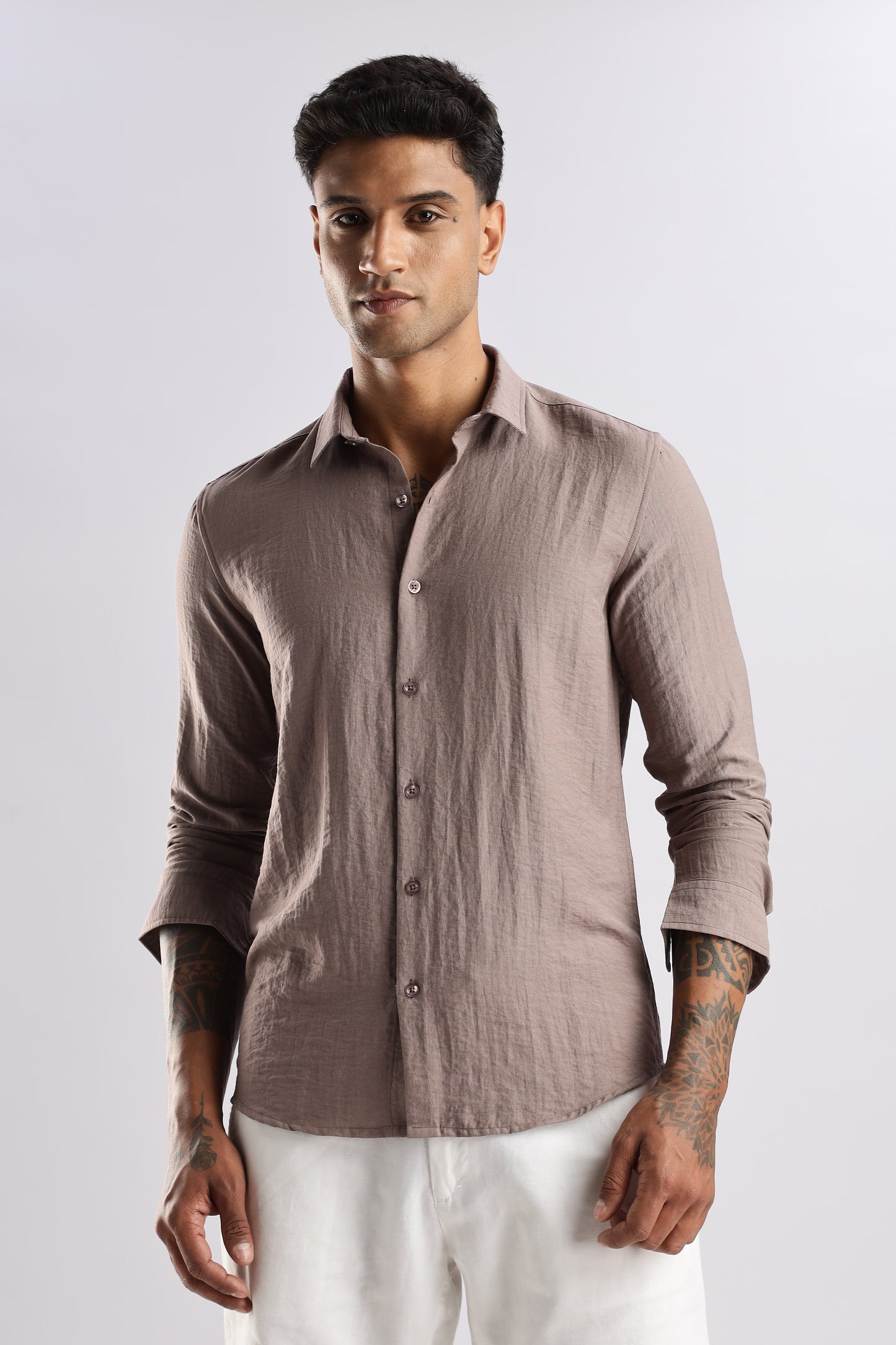 Men Lucas Look Linen Shirt-Lavender