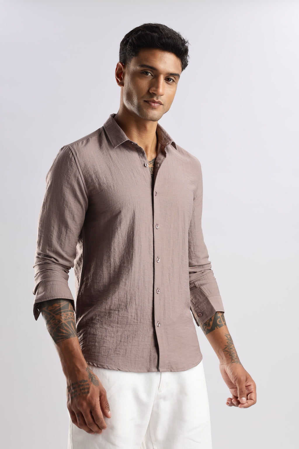 Men Lucas Look Linen Shirt-Lavender