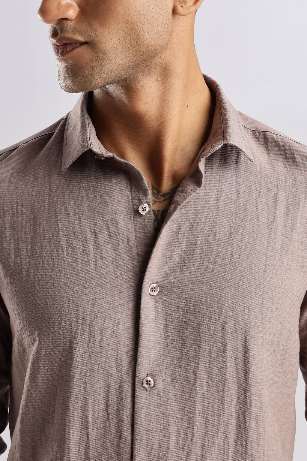 Men Lucas Look Linen Shirt-Lavender