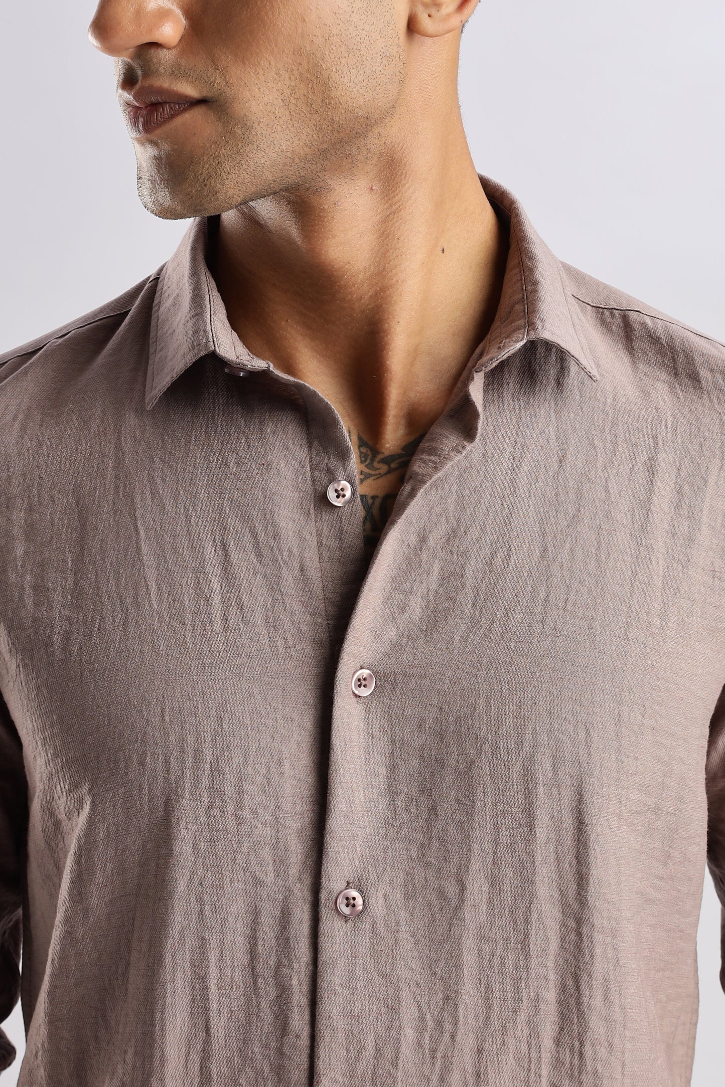 Men Lucas Look Linen Shirt-Lavender