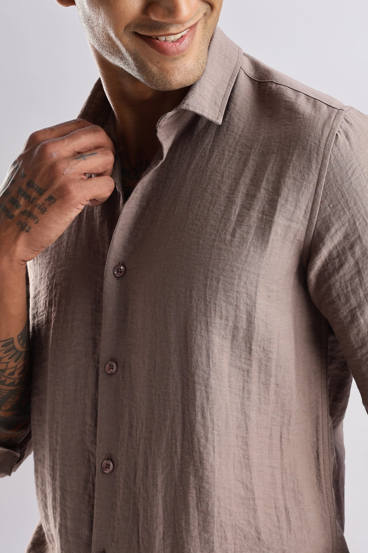 Men Lucas Look Linen Shirt-Lavender