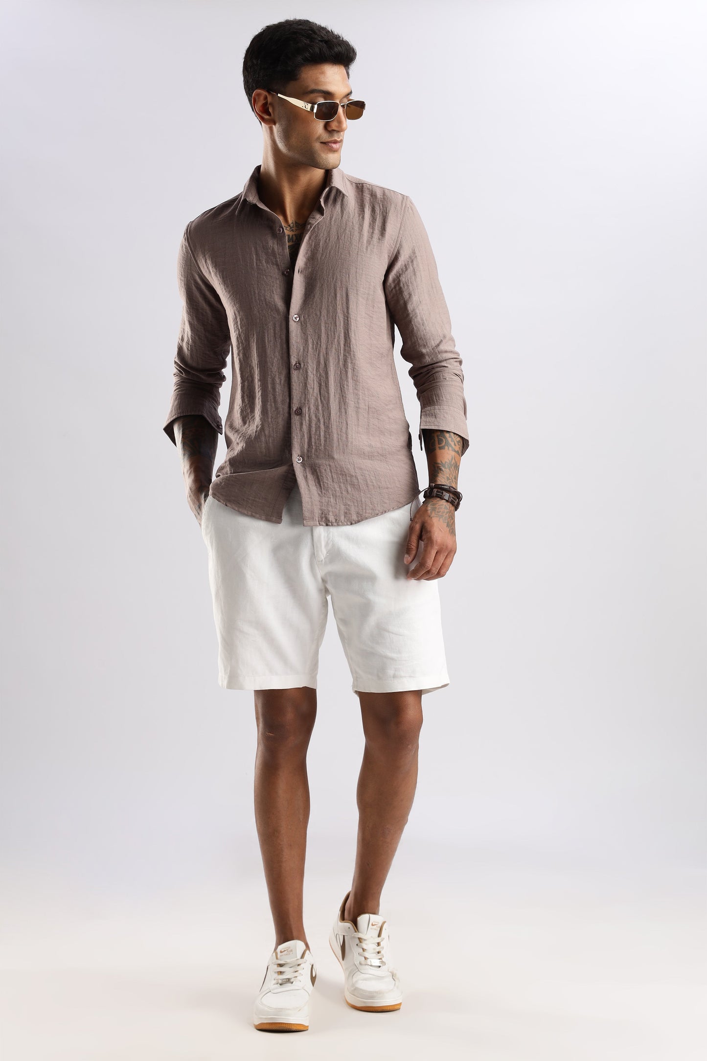 Men Lucas Look Linen Shirt-Lavender