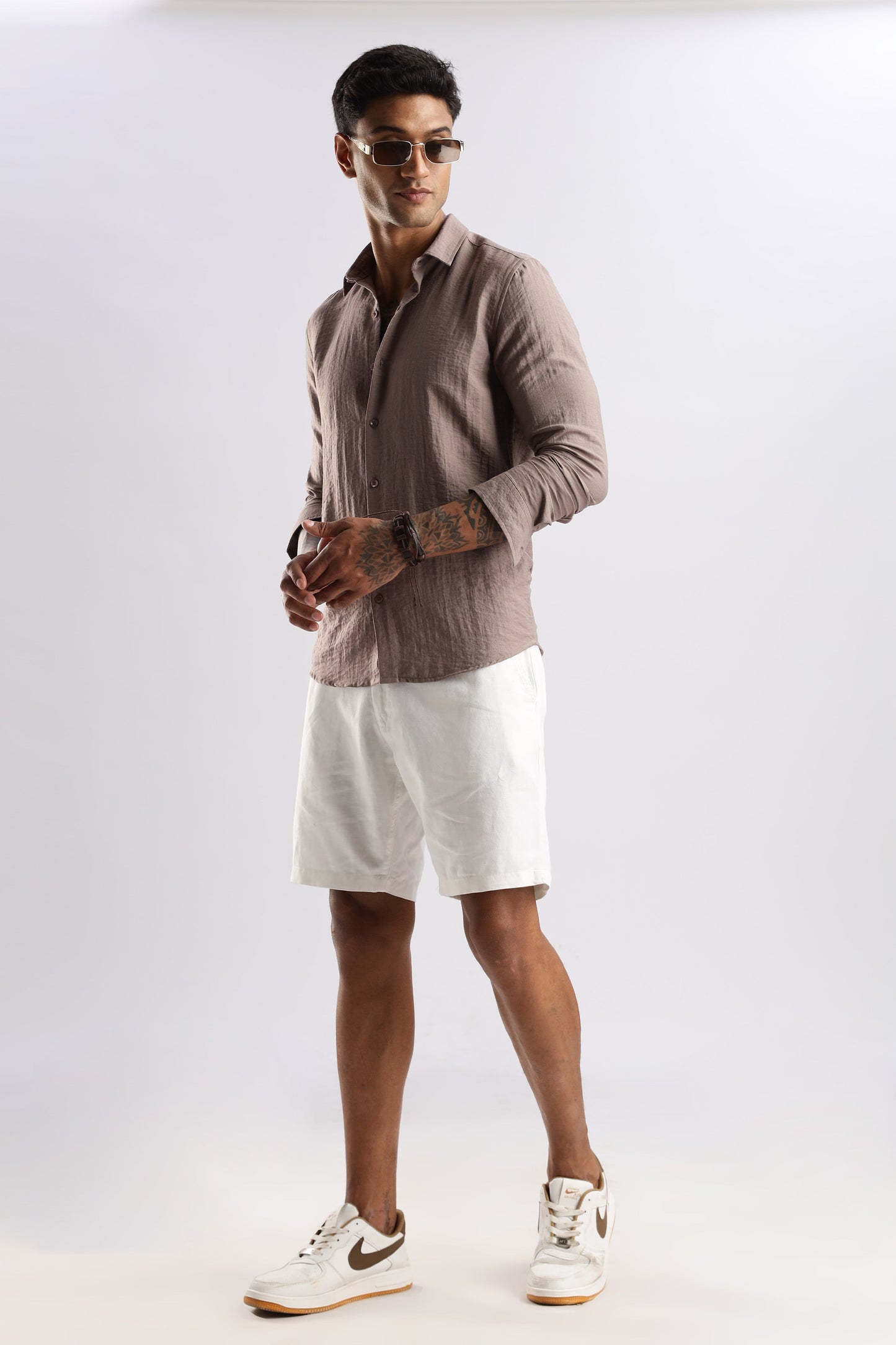 Men Lucas Look Linen Shirt-Lavender