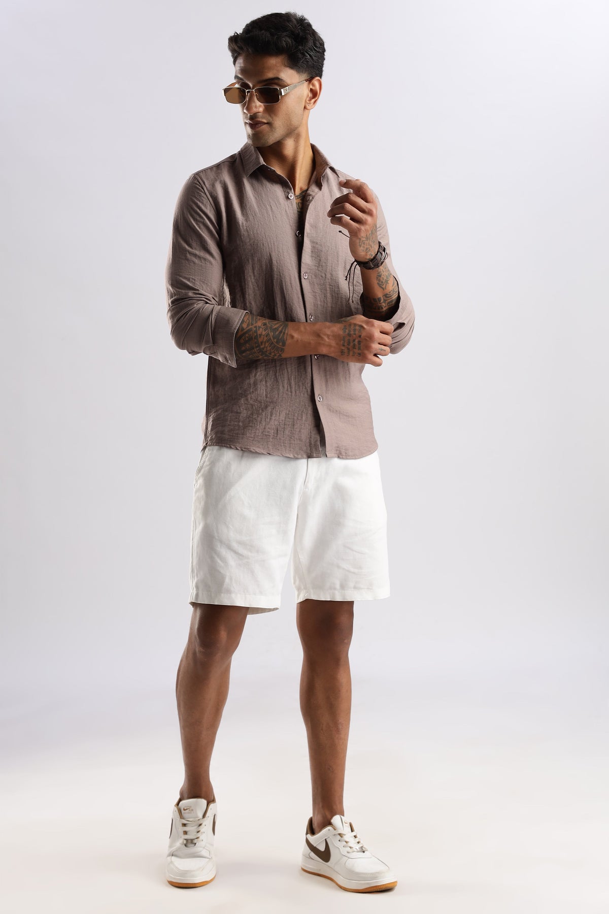 Men Lucas Look Linen Shirt-Lavender