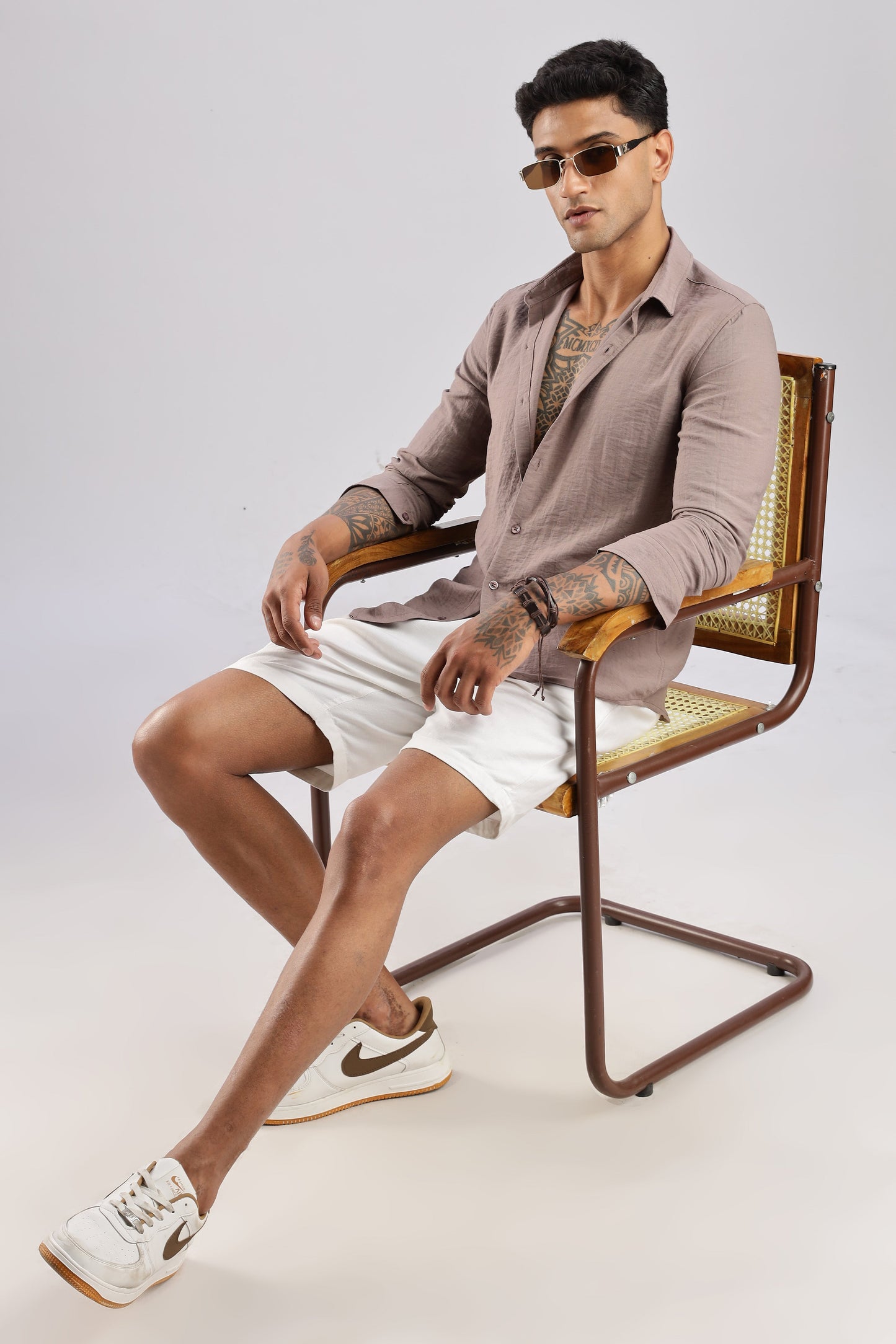 Men Lucas Look Linen Shirt-Lavender