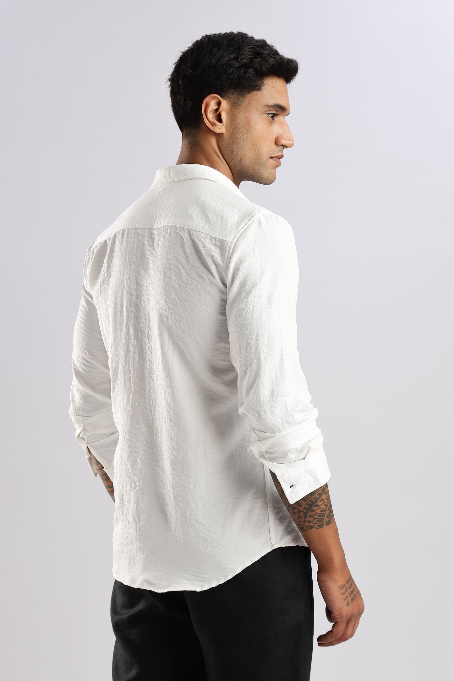 Men Air Linen Like Shirt-White