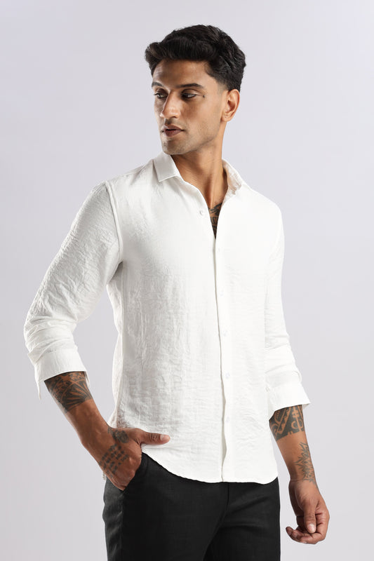 Men Air Linen Like Shirt-White