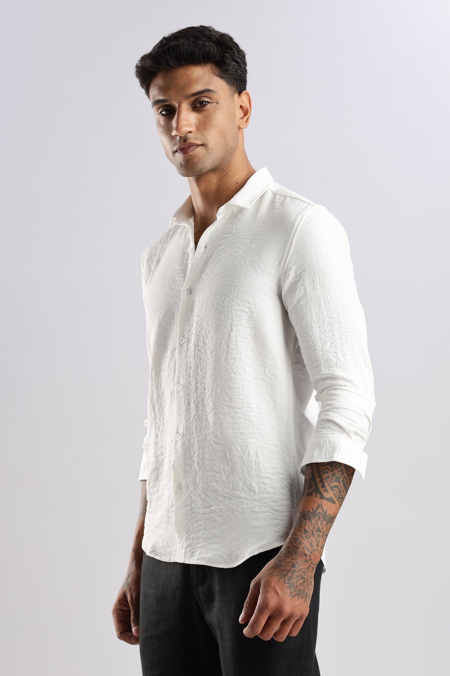 Men Air Linen Like Shirt-White