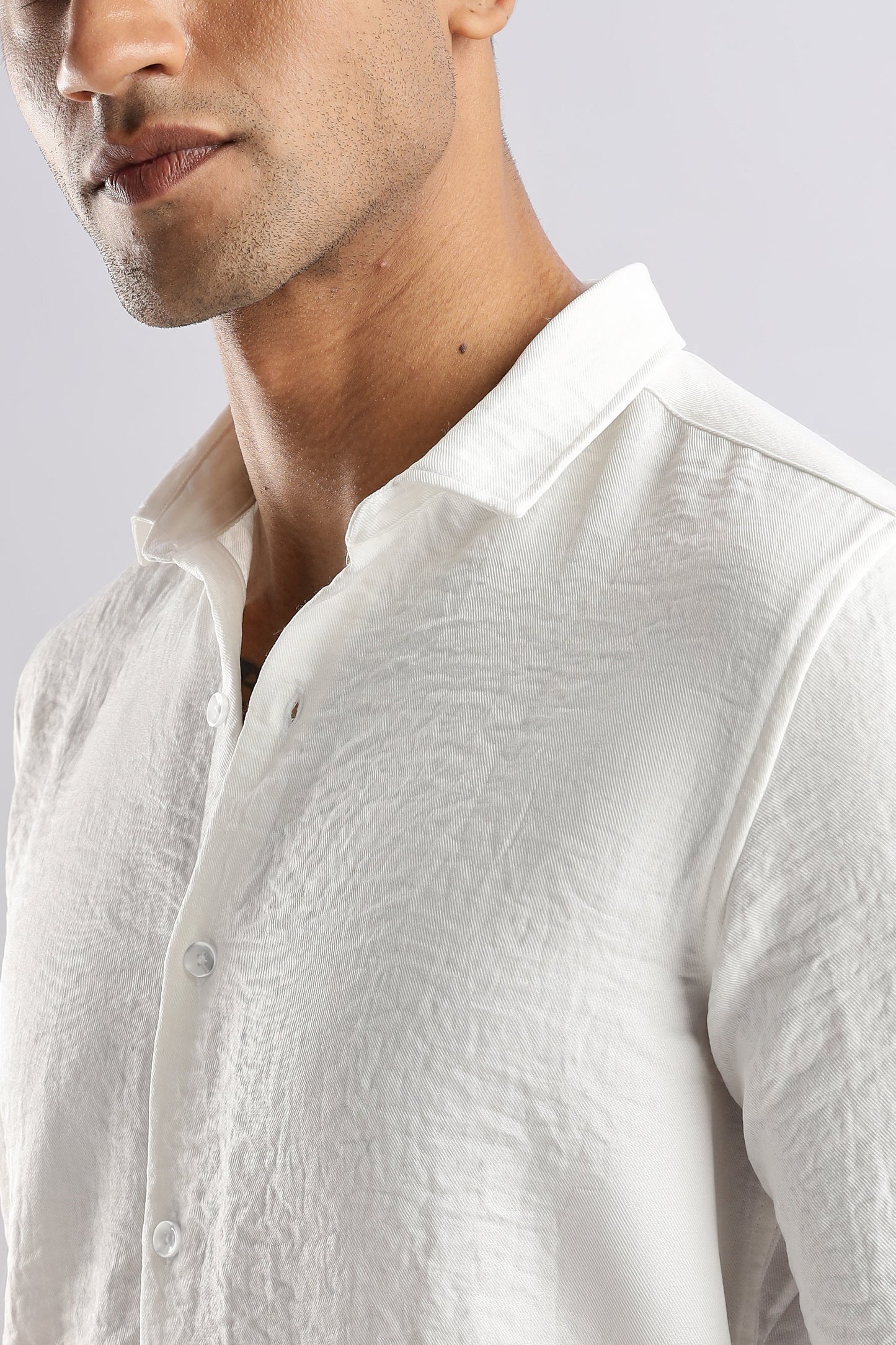 Men Air Linen Like Shirt-White