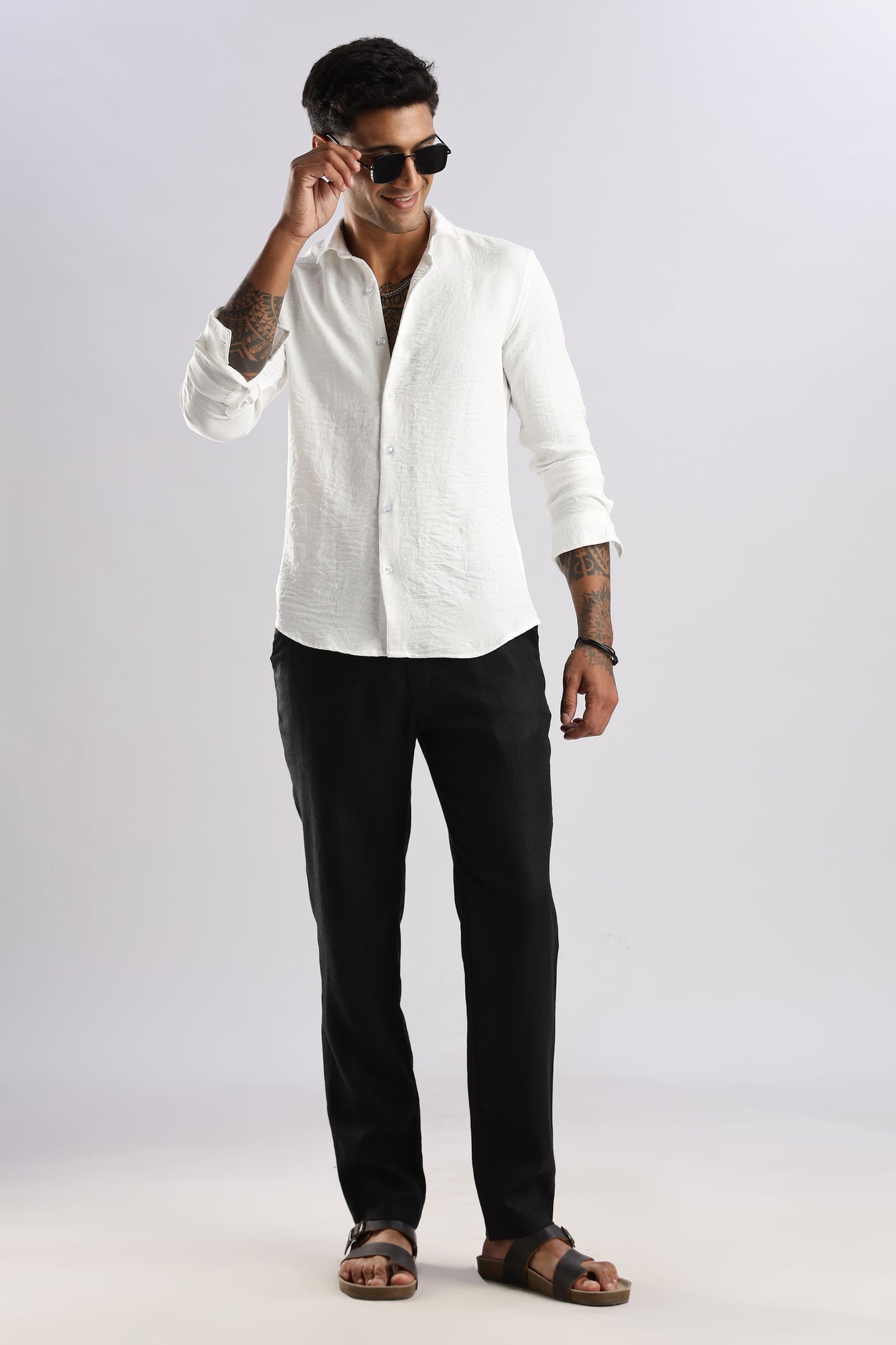 Men Air Linen Like Shirt-White