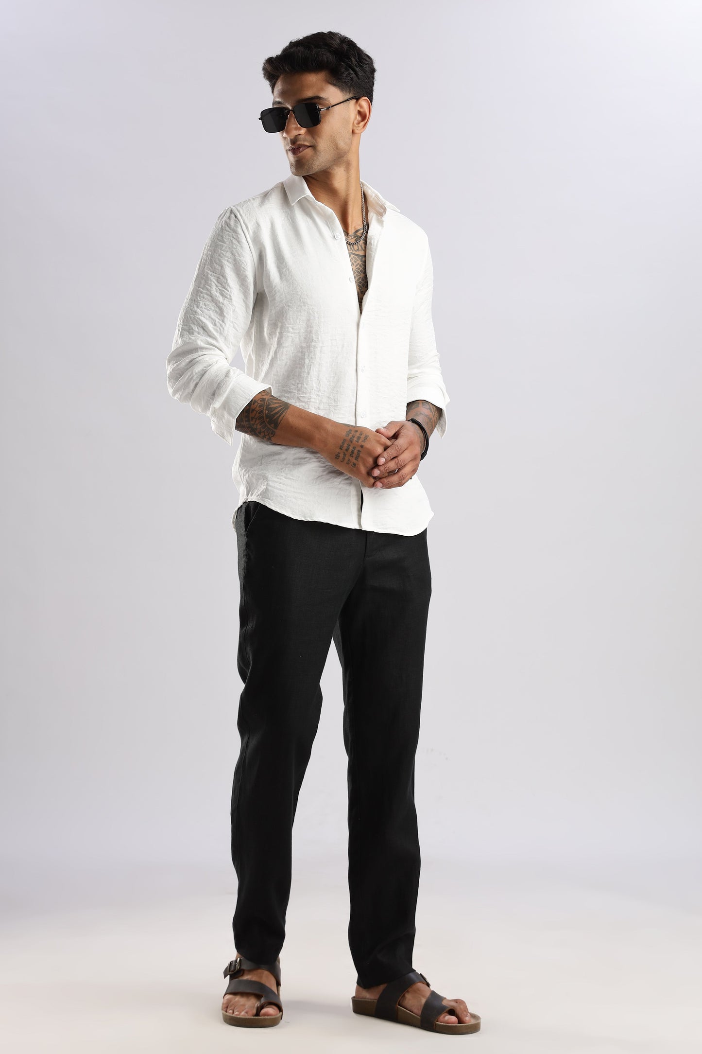 Men Air Linen Like Shirt-White