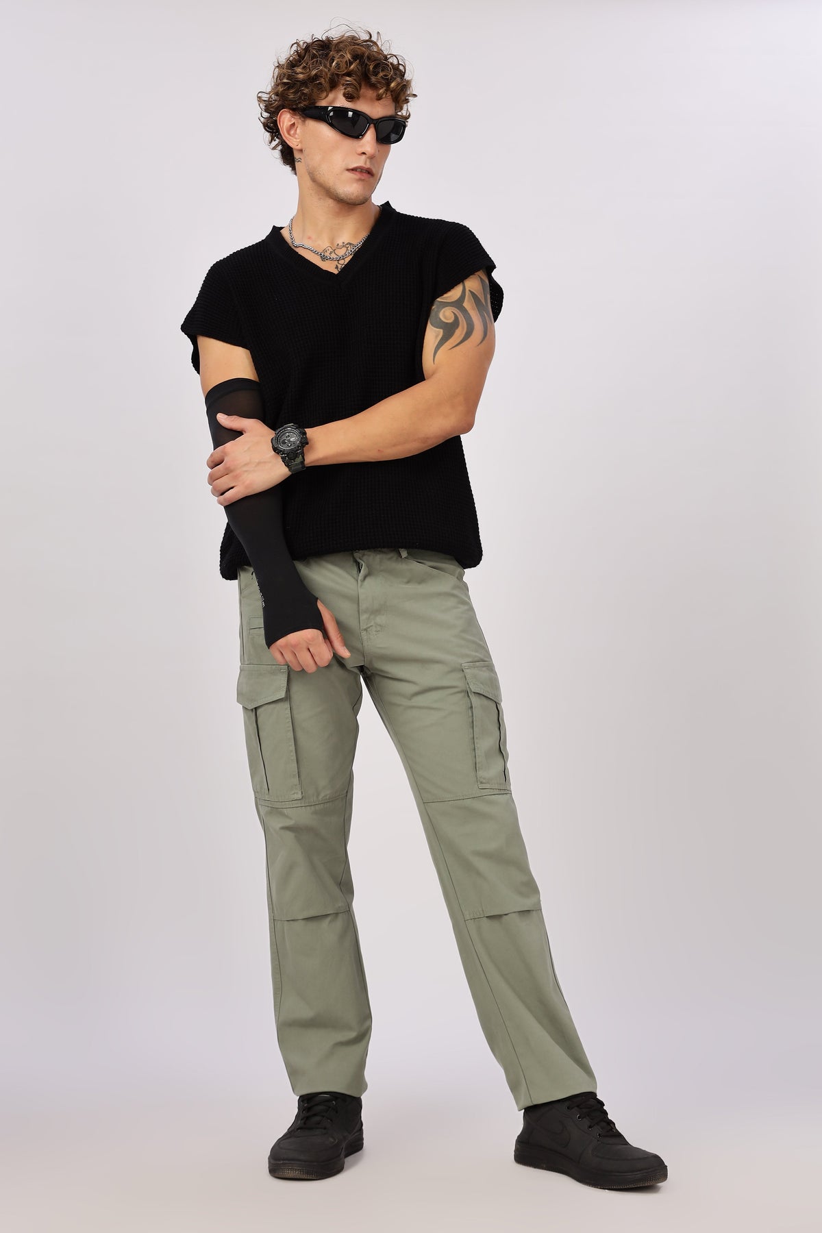 Men Dyed Bulky Cargo-Lt Olive