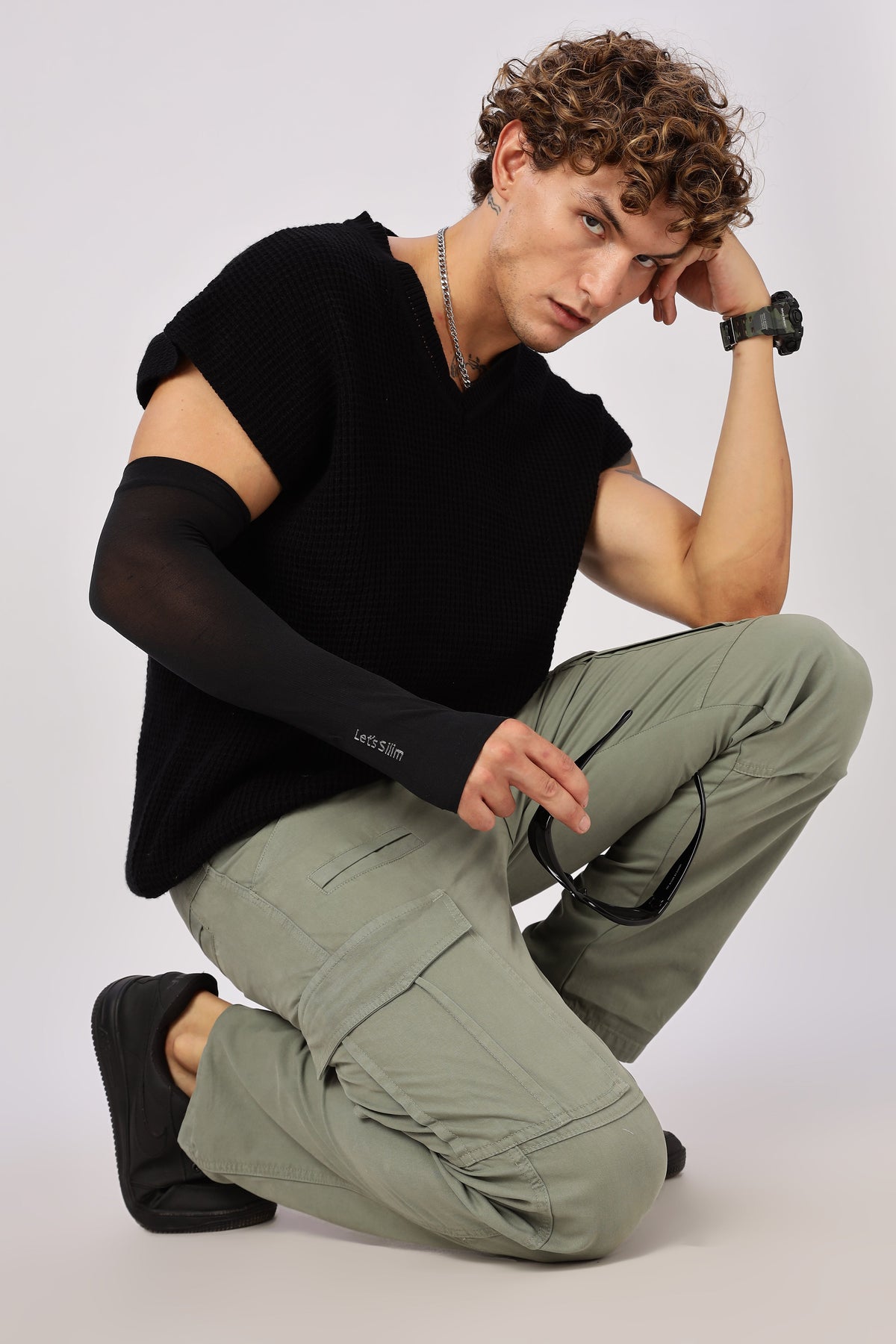Men Dyed Bulky Cargo-Lt Olive