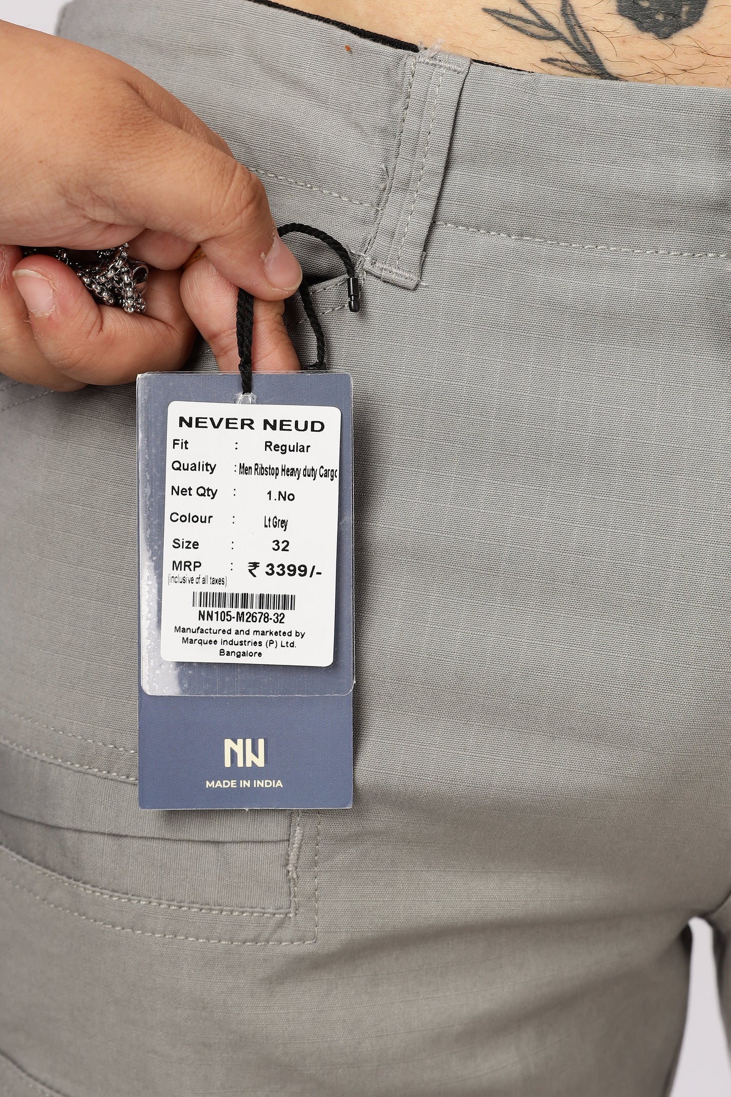 Men Ribstop Heavy duty Cargo-Lt Grey