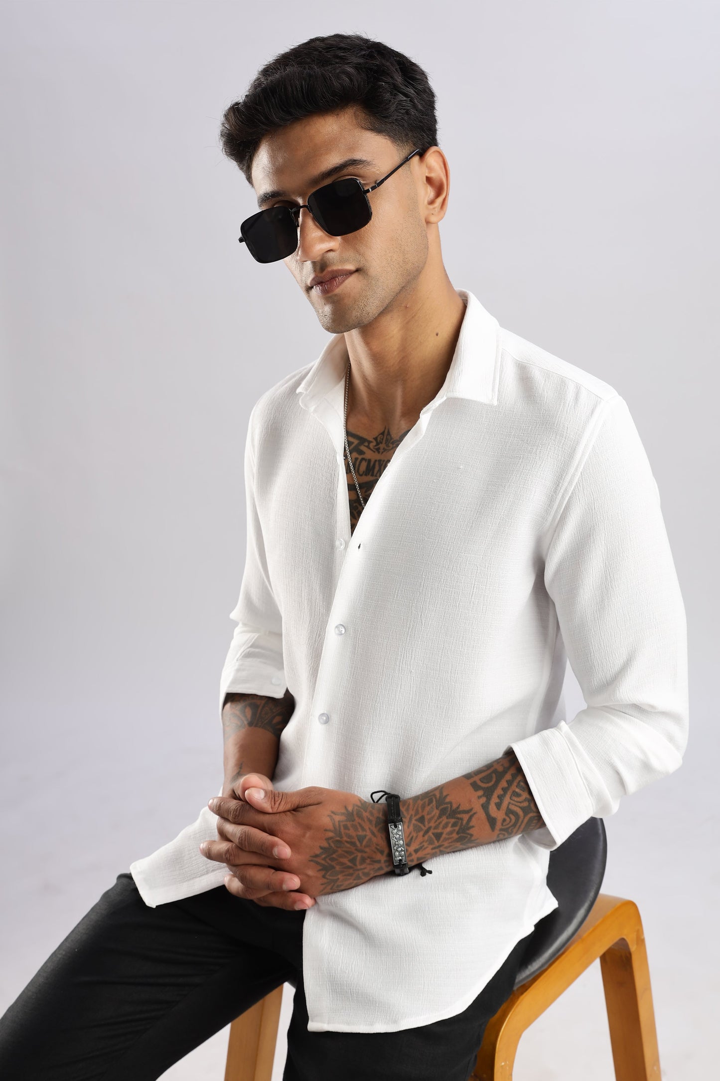 Men Air Like Linen Vintage Shirt-White