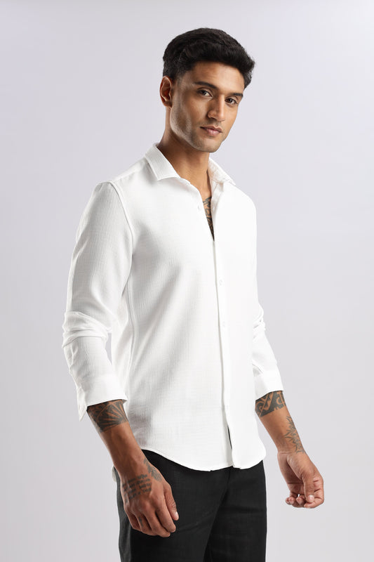 Men Air Like Linen Vintage Shirt-White