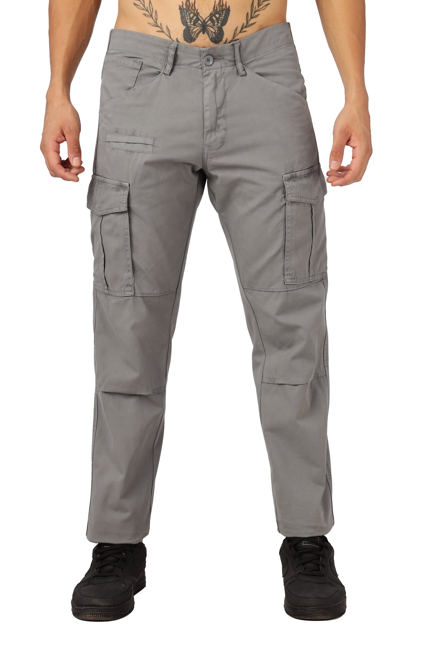 Men Dyed Bulky Cargo-Grey