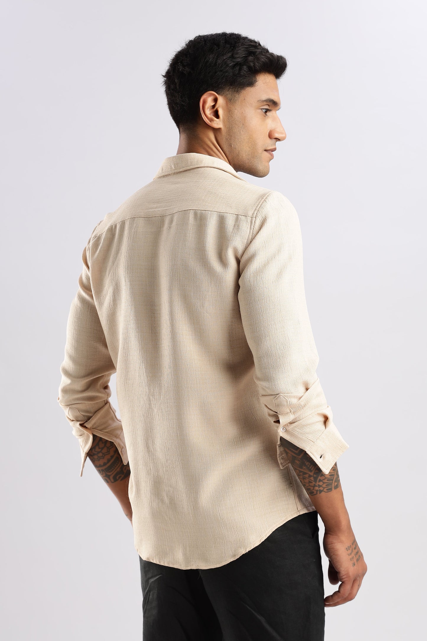 Men Air Like Linen Vintage Shirt-Beige