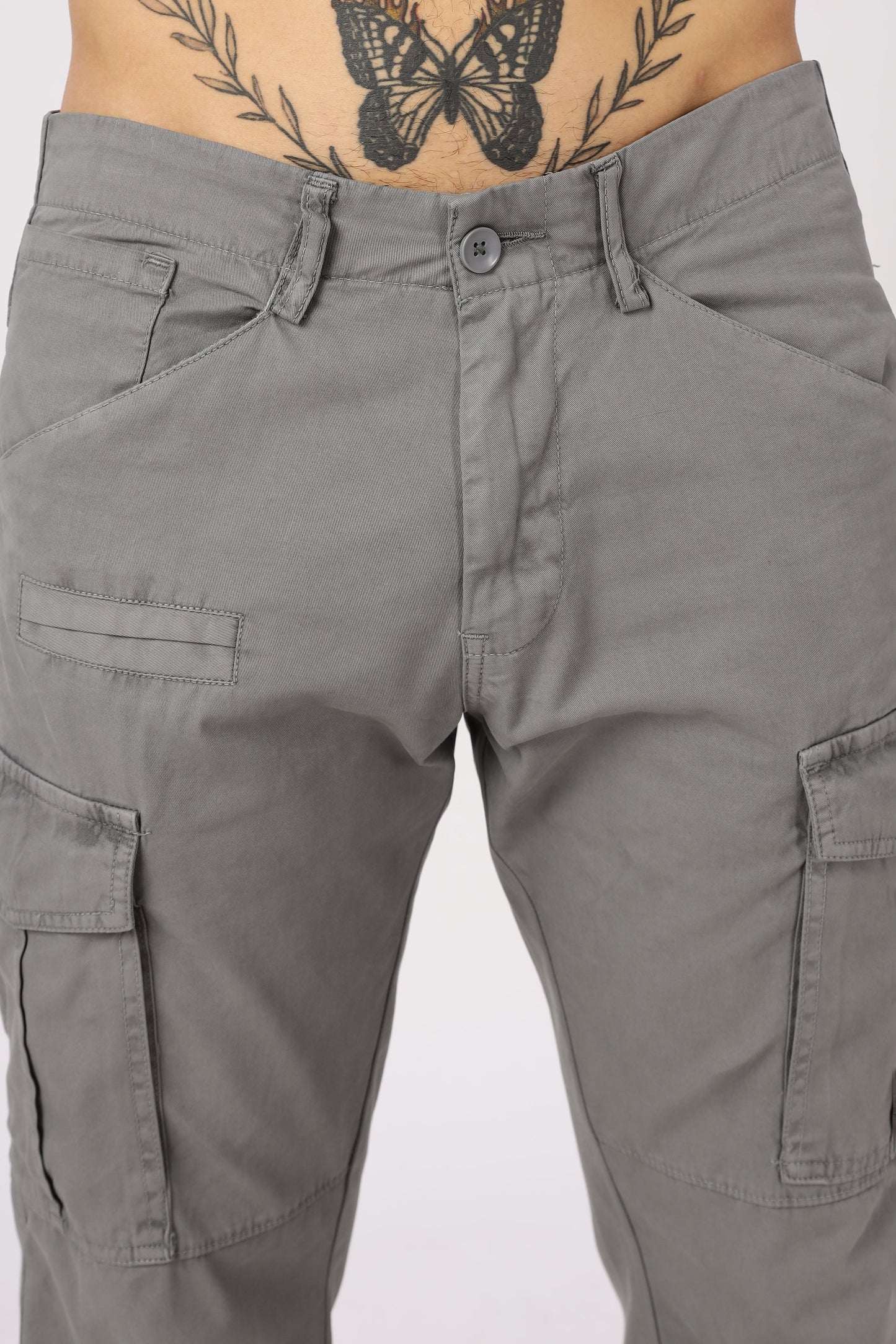Men Dyed Bulky Cargo-Grey