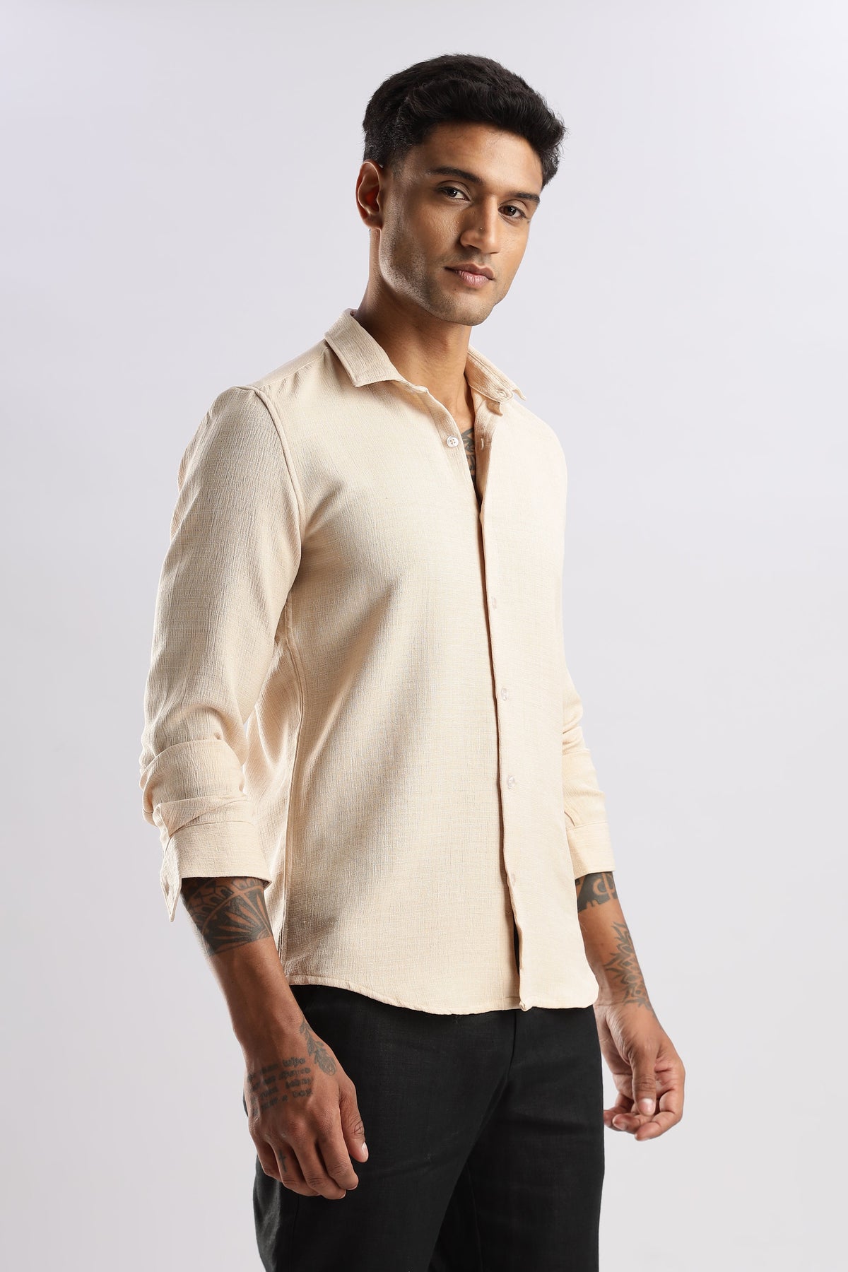 Men Air Like Linen Vintage Shirt-Beige