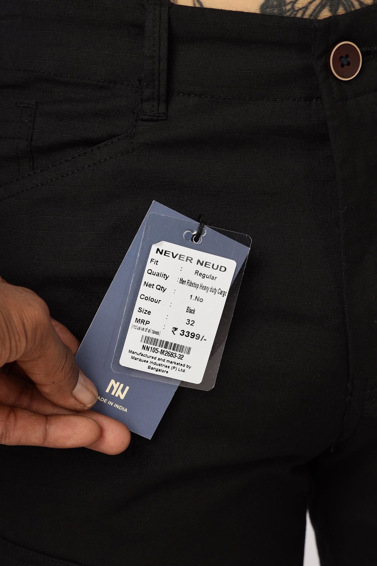 Men Ribstop Heavy duty Cargo-Black