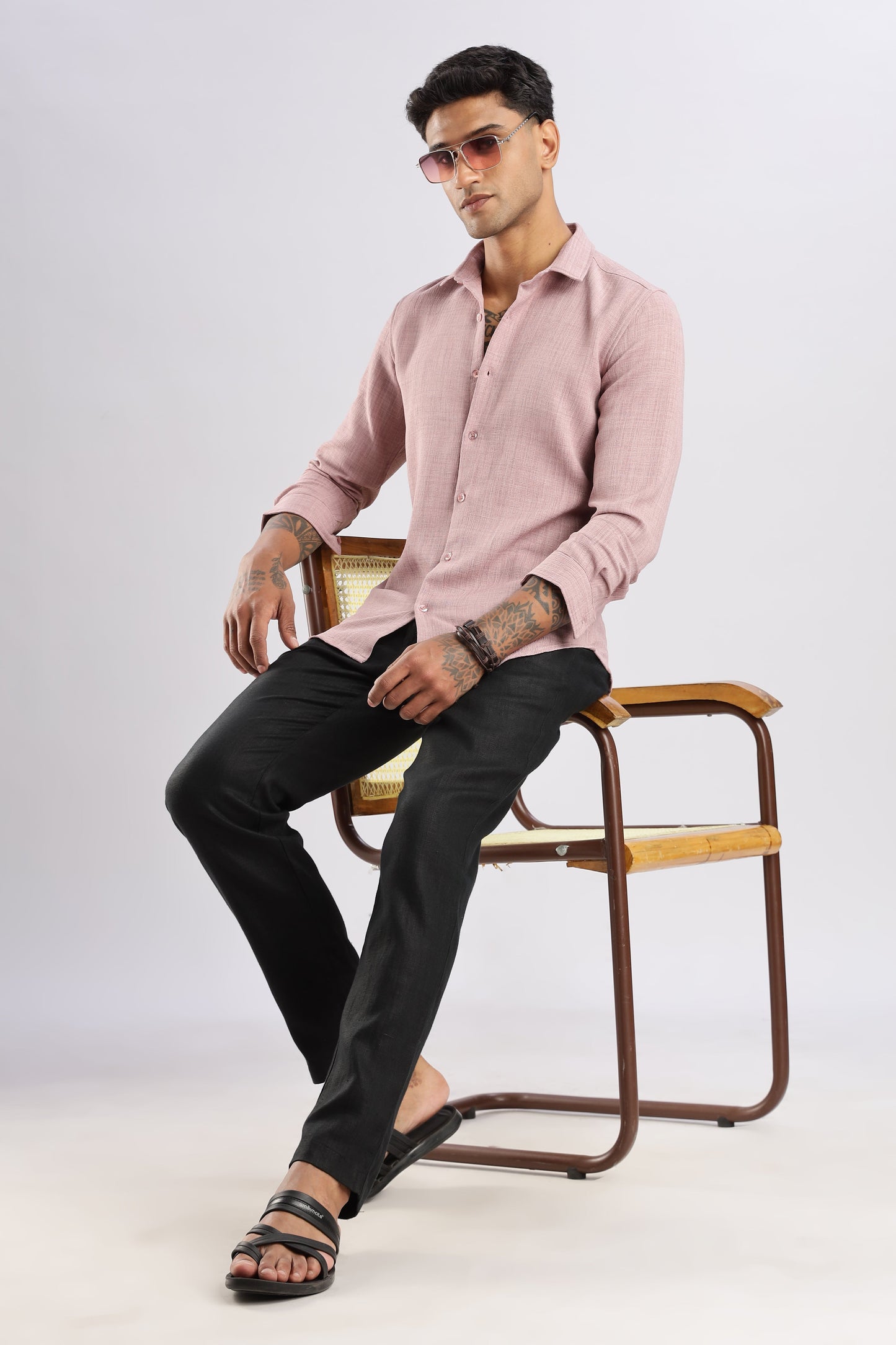 Men Air Like Linen Vintage Shirt-Pink