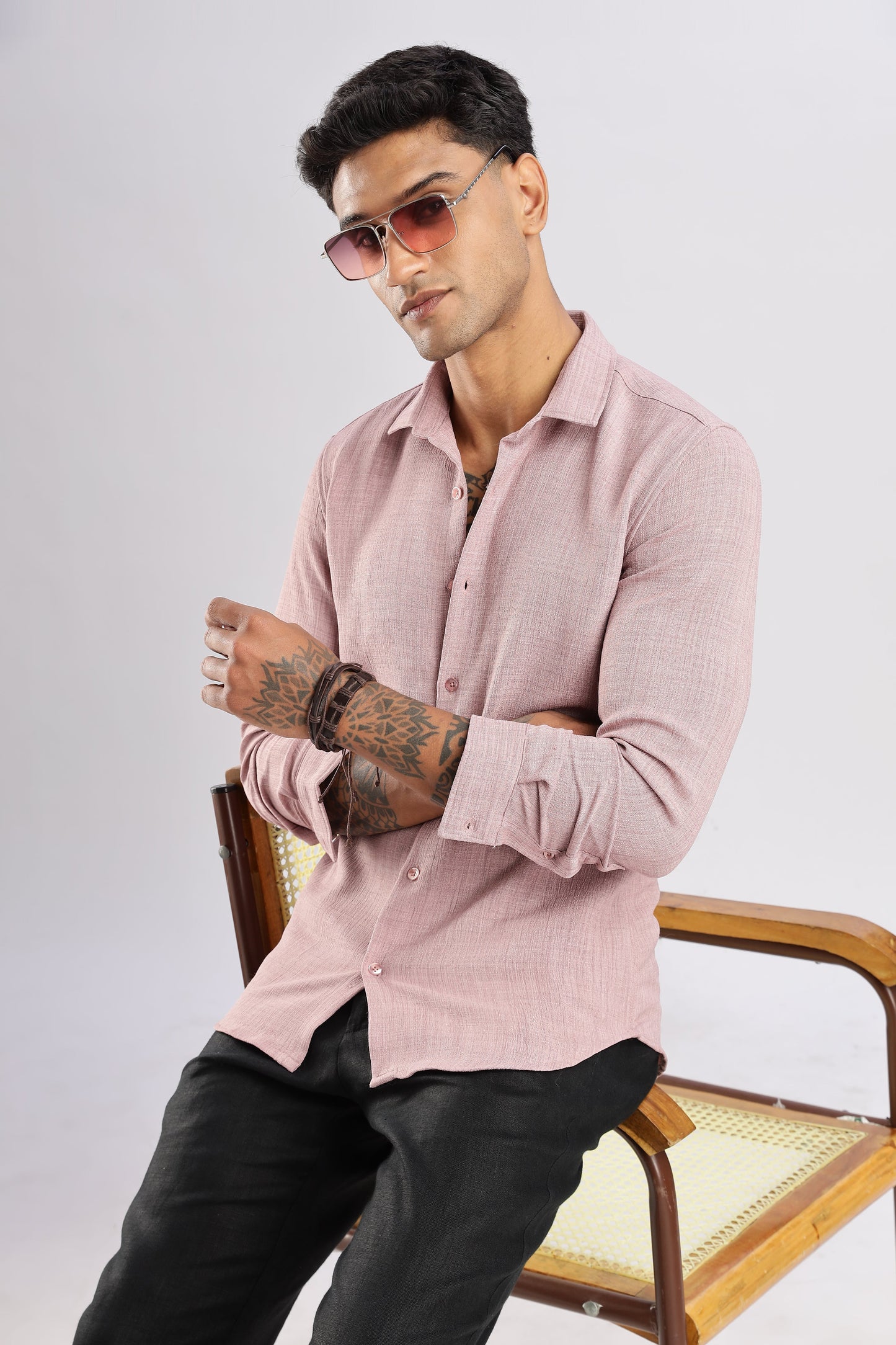 Men Air Like Linen Vintage Shirt-Pink