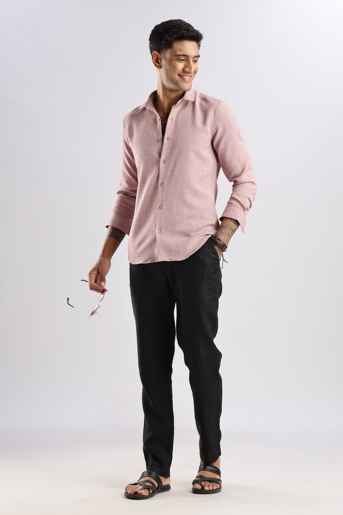 Men Air Like Linen Vintage Shirt-Pink