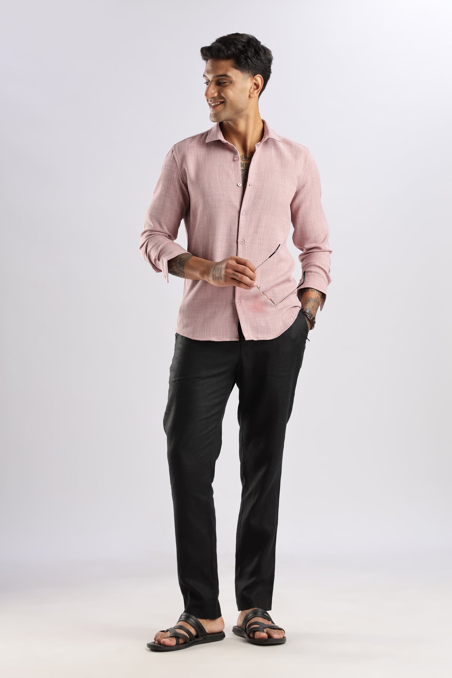 Men Air Like Linen Vintage Shirt-Pink