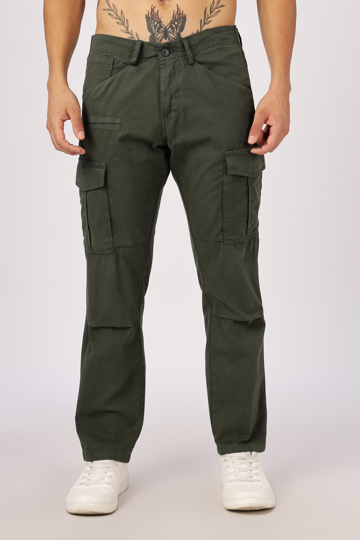 Men Dyed Bulky Cargo-Olive