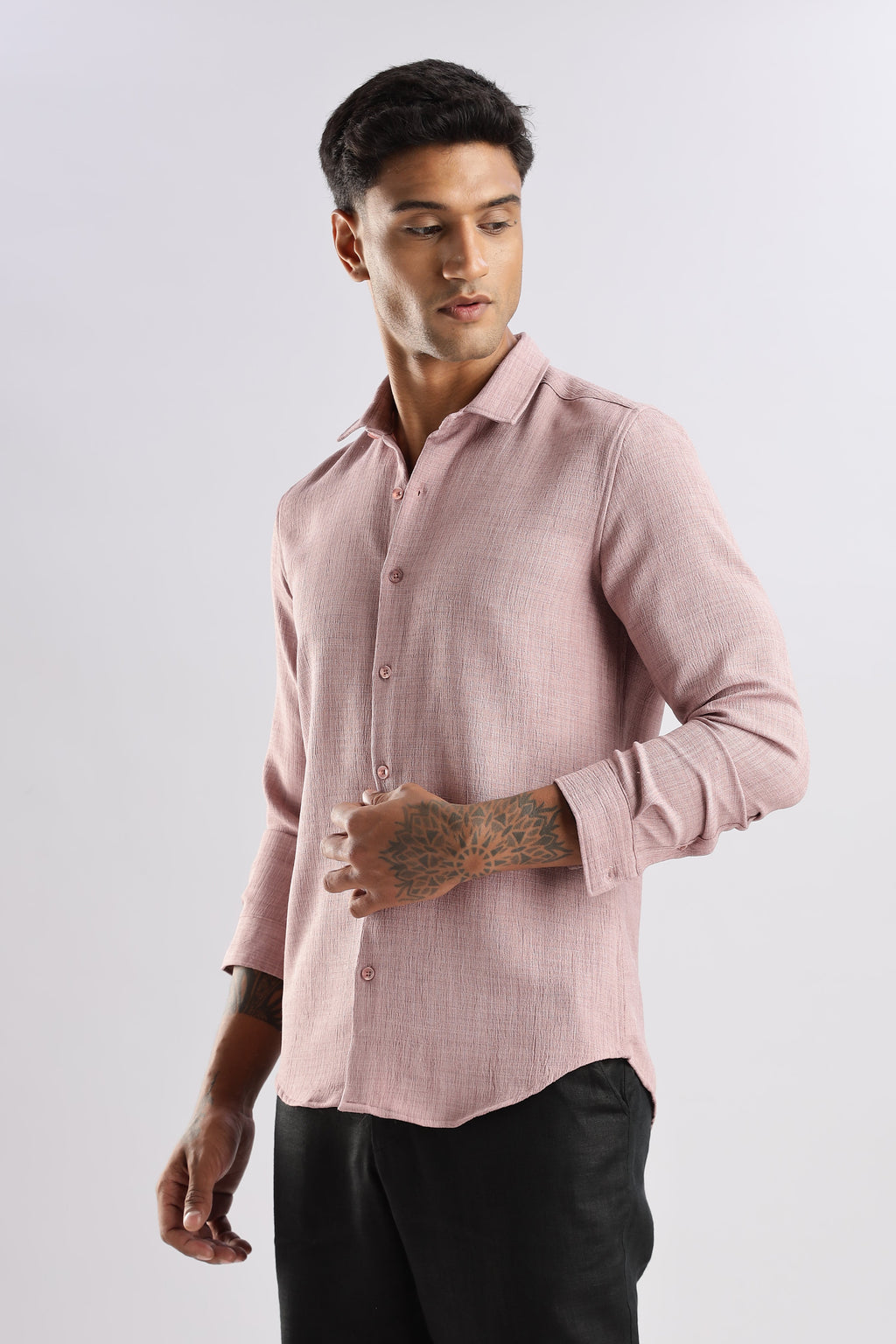 Men Air Like Linen Vintage Shirt-Pink