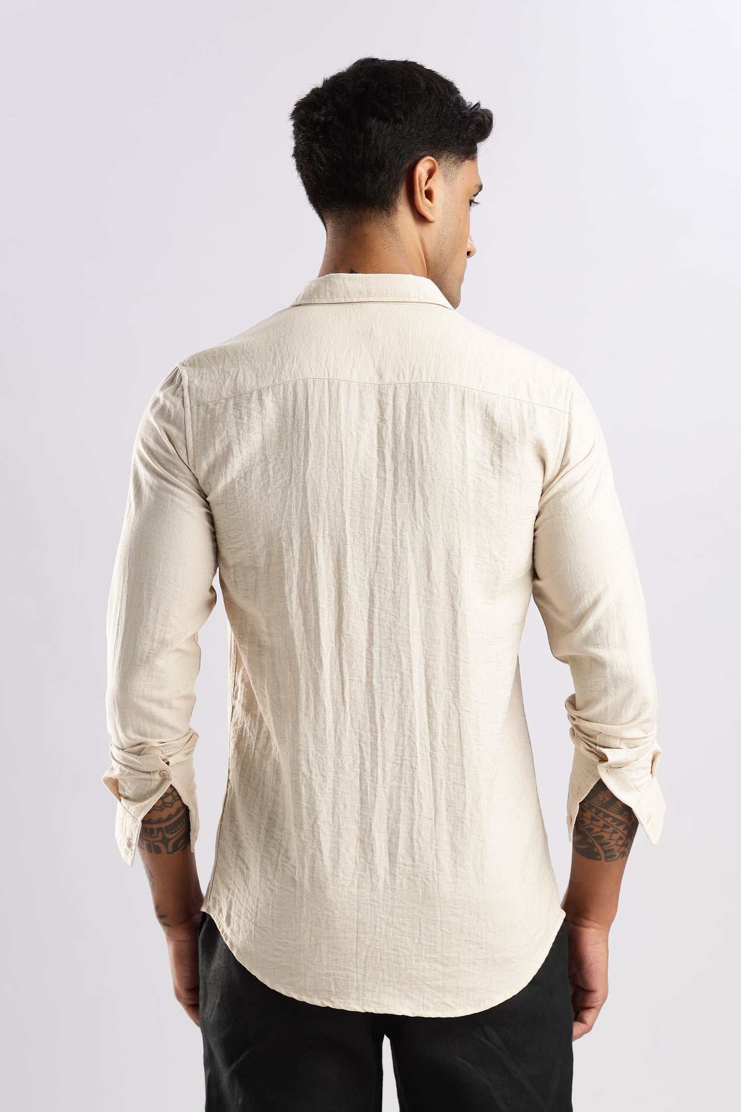 Men Lucas Look Linen Shirt-Cream