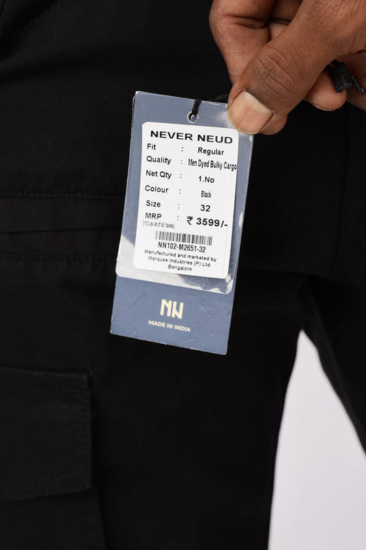 Men Dyed Bulky Cargo-Black