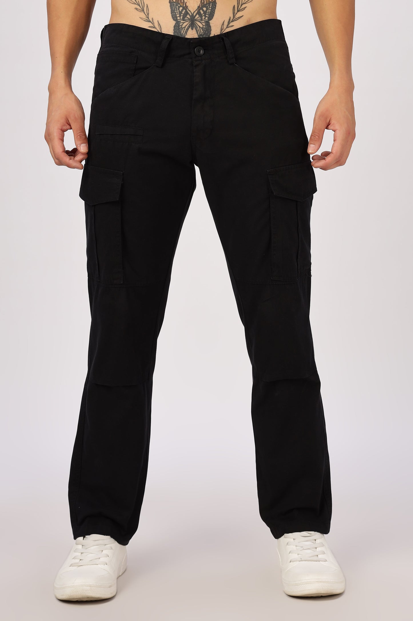 Men Dyed Bulky Cargo-Black