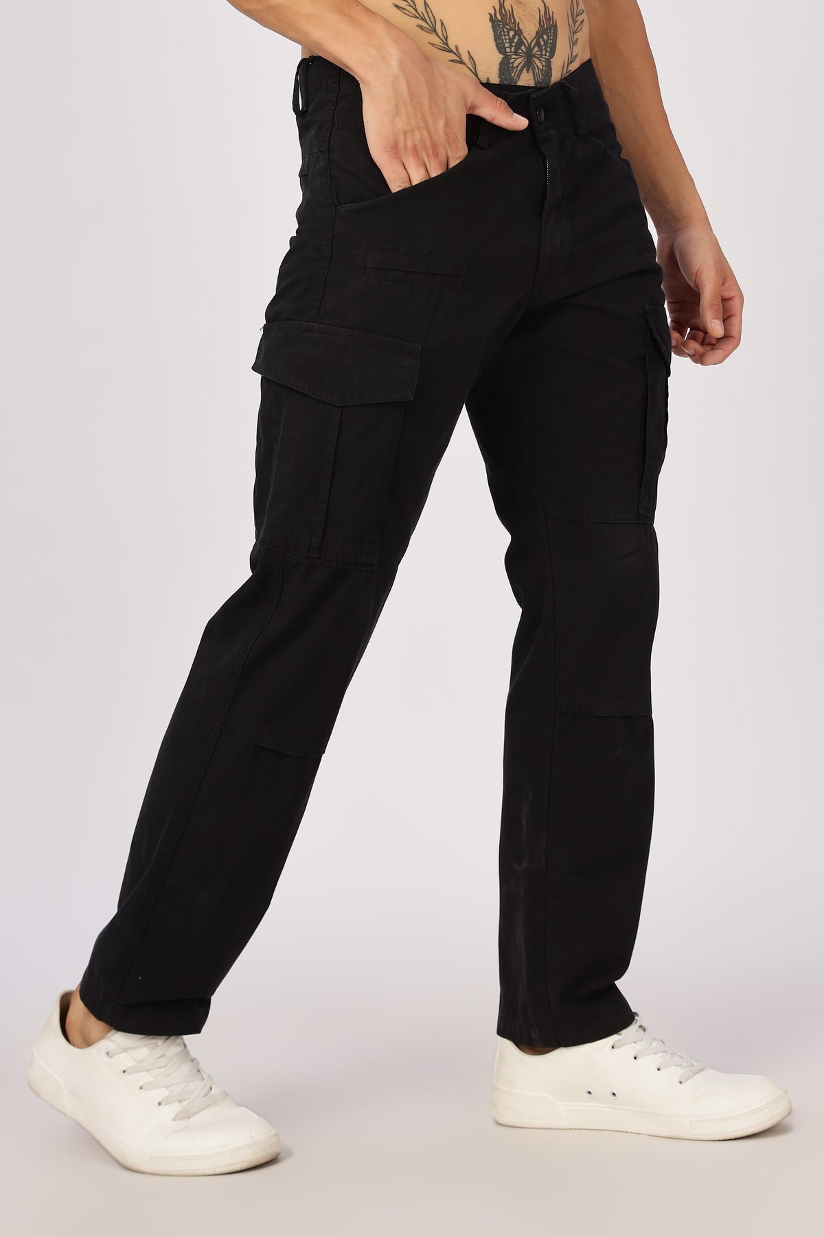 Men Dyed Bulky Cargo-Black