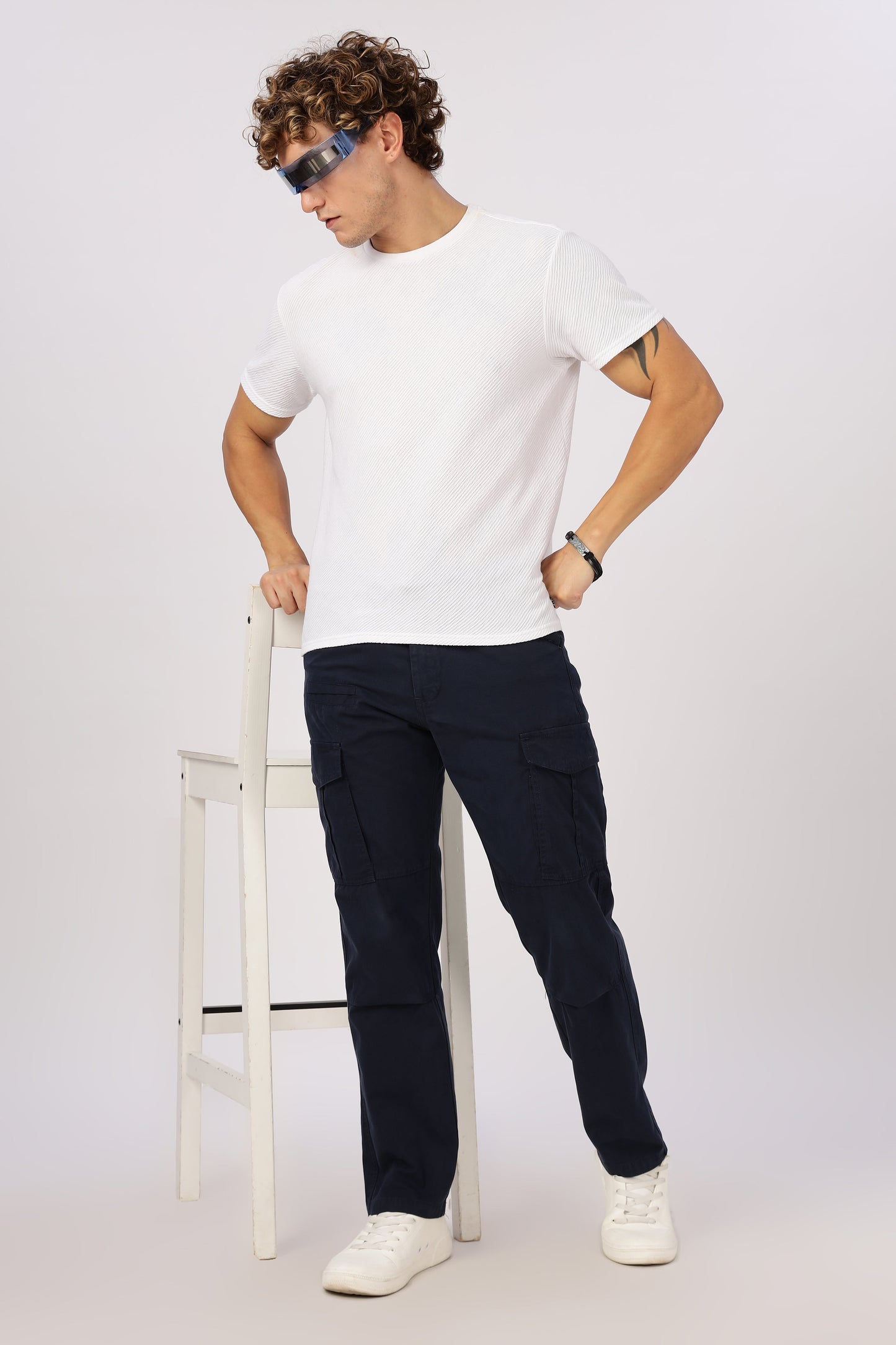 Men Dyed Bulky Cargo-Navy