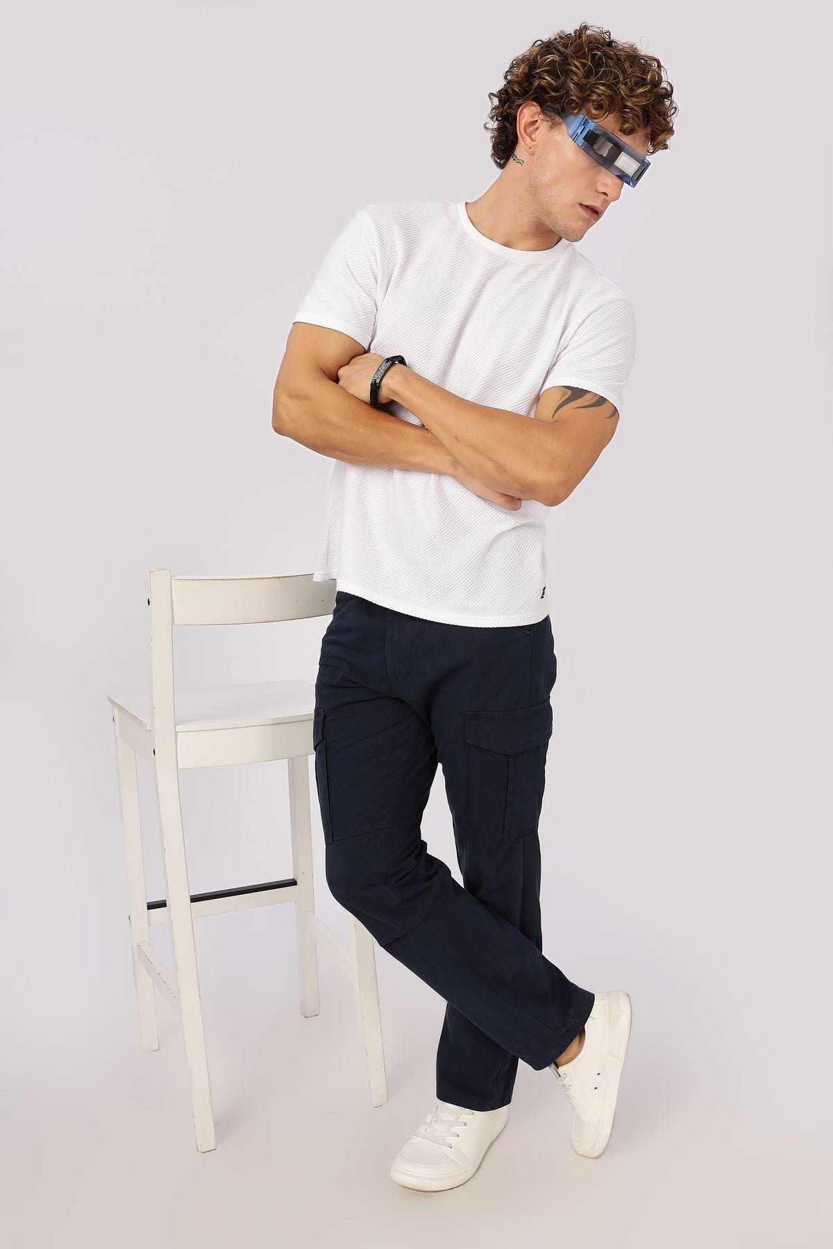 Men Dyed Bulky Cargo-Navy