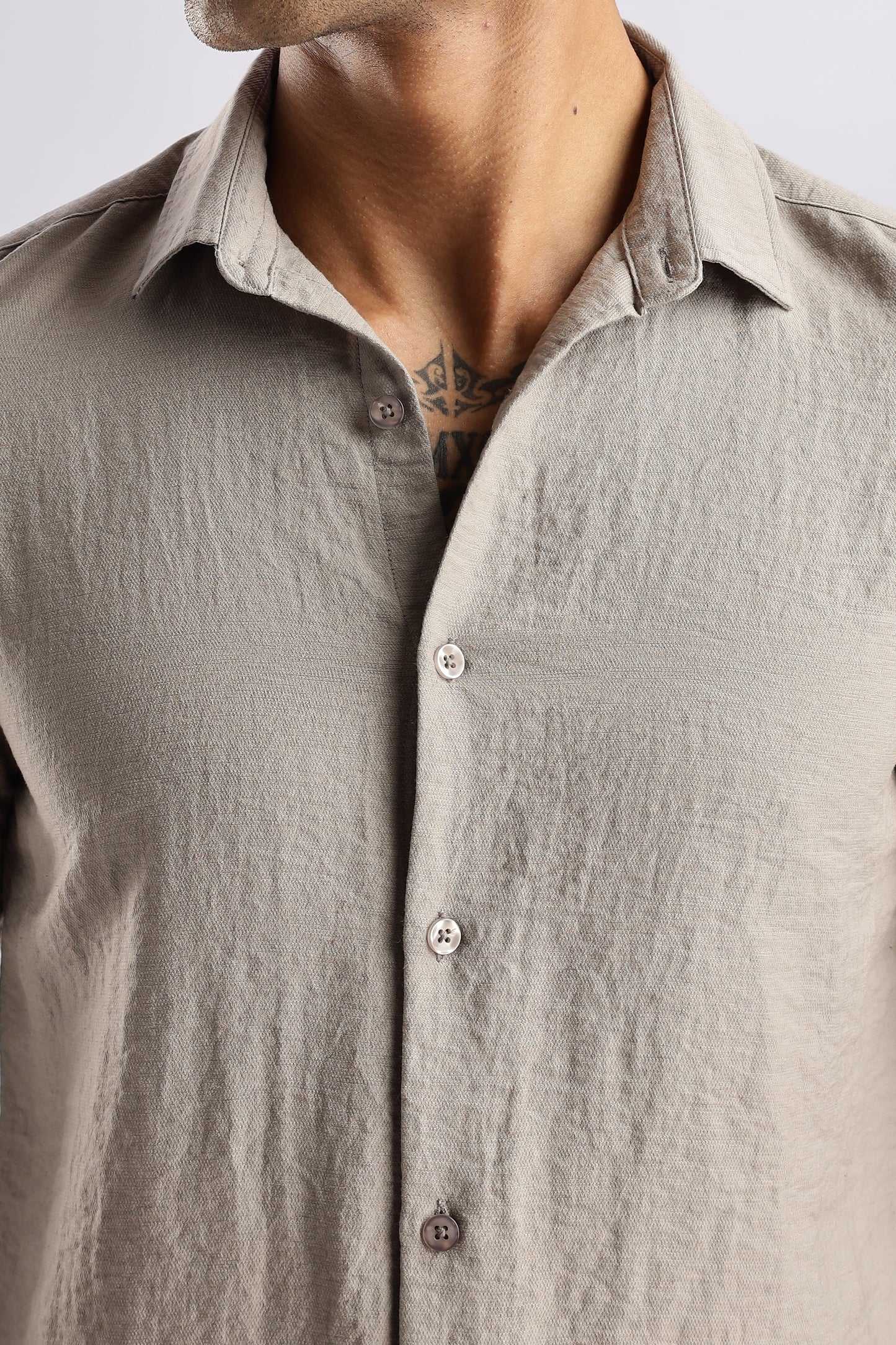 Men Lucas Look Linen Shirt-Fawn