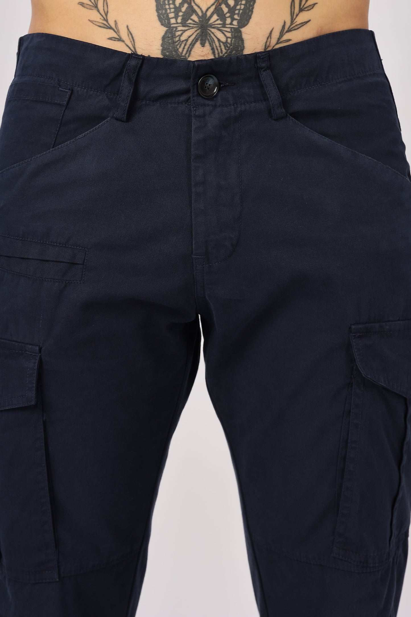 Men Dyed Bulky Cargo-Navy