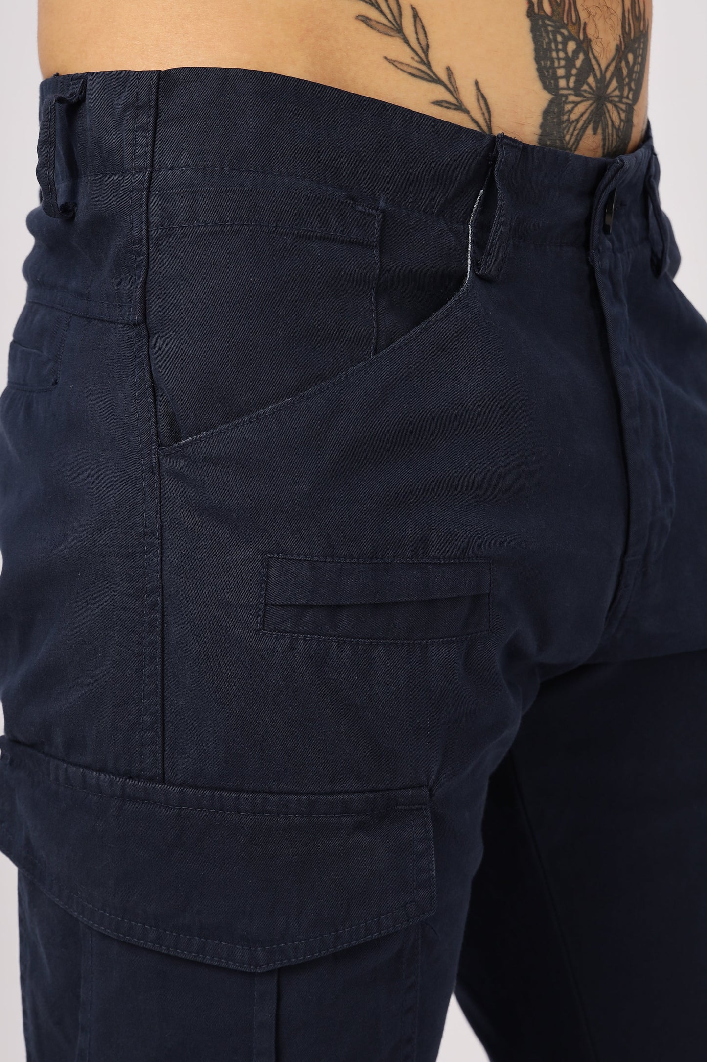 Men Dyed Bulky Cargo-Navy